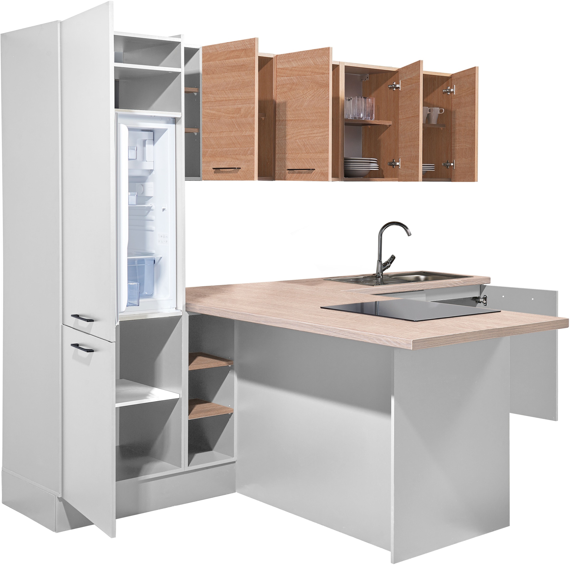 BASIC by Balculina Küchenzeile »Girona B/H/T 265x211x200 cm« Breite 265cm, wahlweise mit E-Geräte, Softclose