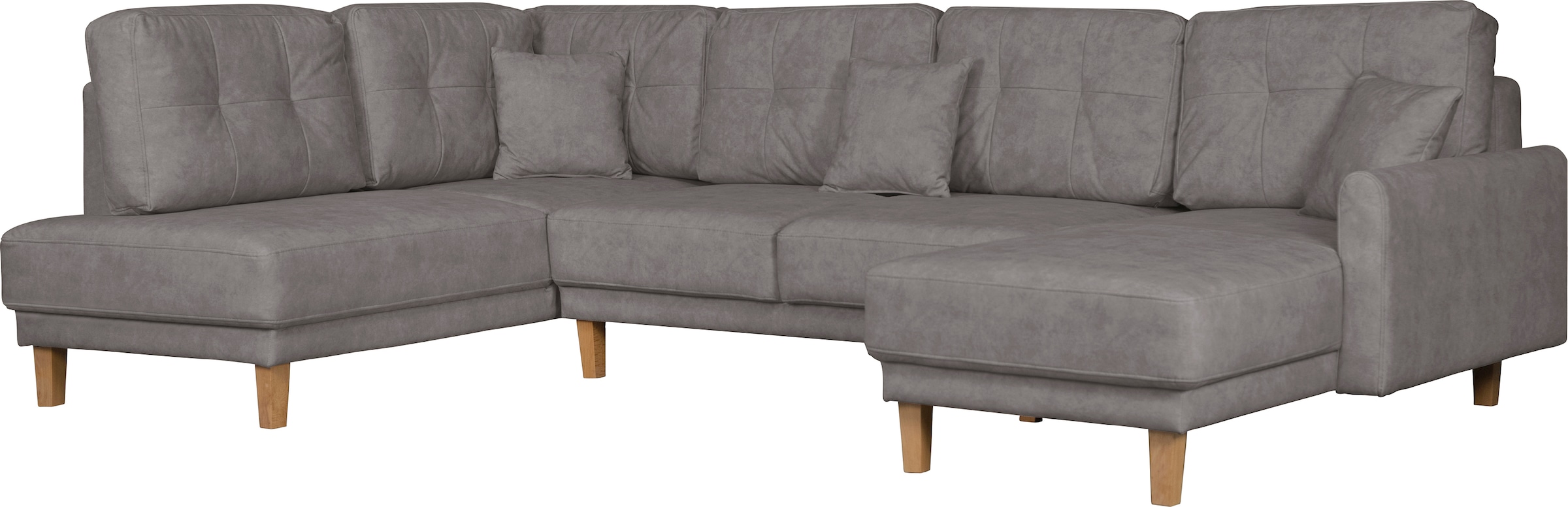 Home affaire Wohnlandschaft »TRIPLO U-Form wahlweise mit Schlaffunktion, B/T/H: 310/192/90 cm«, Schlafsofa, auch mit Bettkasten, Steppung im Rückenkissen
