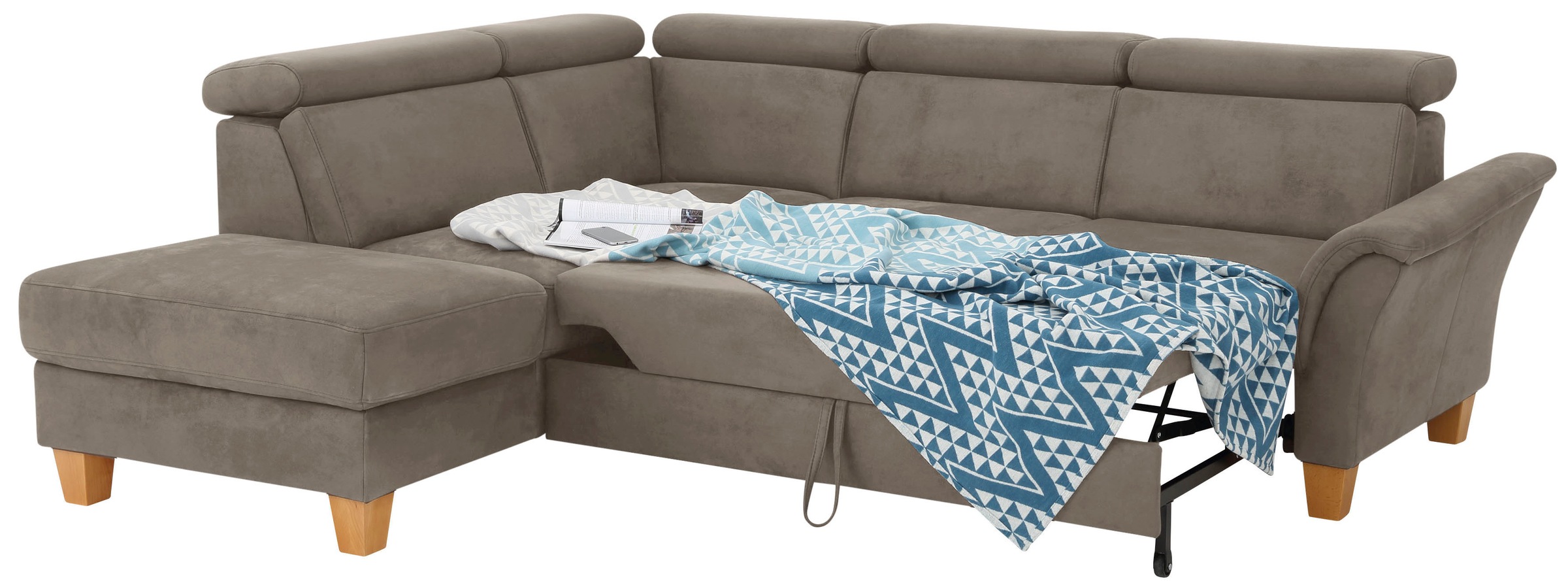 Home affaire Ecksofa »Conville L-Form«, Federkern, wahlweise mit Bettfunktion und Bettkasten bzw. Stauraum