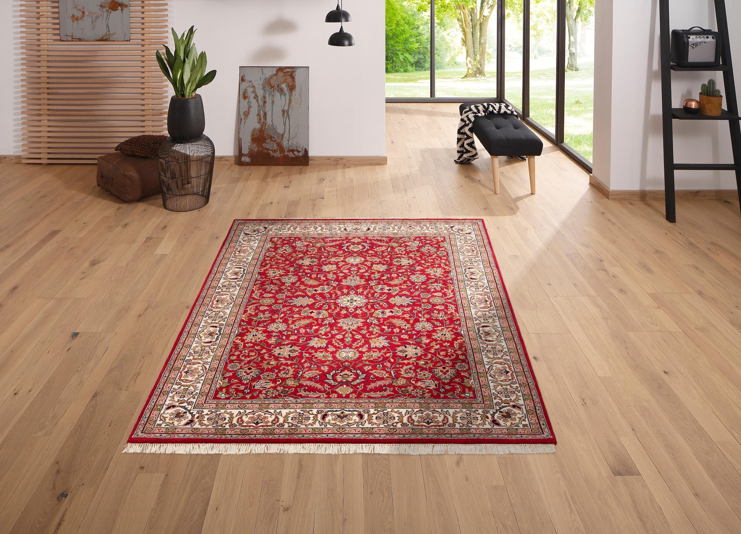 my home Orientteppich »Aras«, rechteckig, 12 mm Höhe, handgeknüpft, reine Wolle, mit Fransen, Wohnzimmer