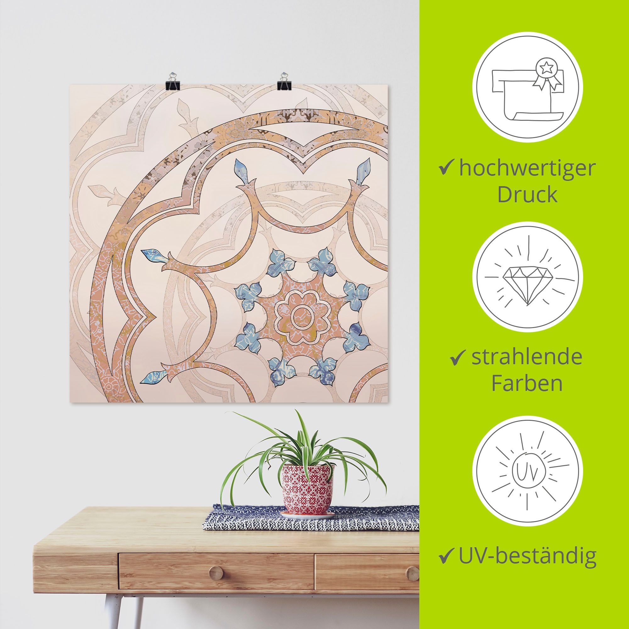 Artland Wandbild »Boho Mandala«, Muster, (1 St.), als Alubild, Outdoorbild, Leinwandbild, Poster in verschied. Größen