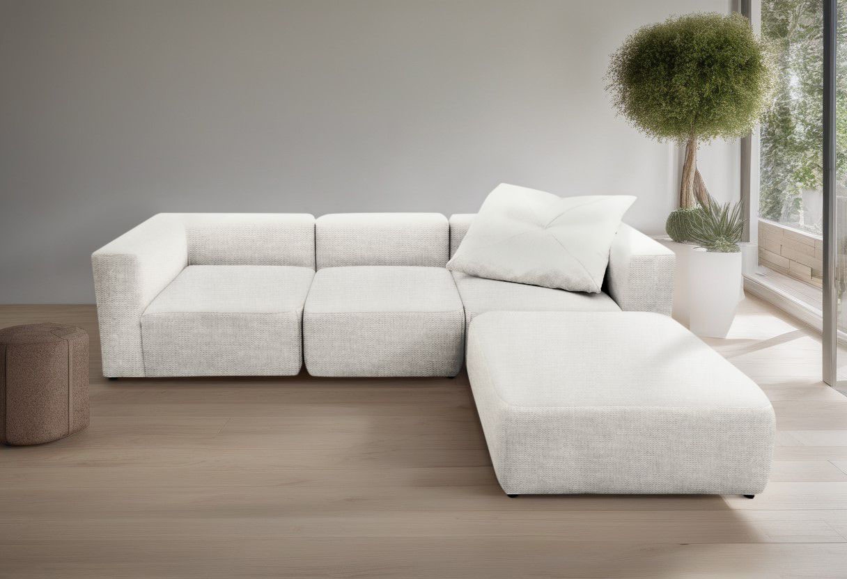 Home affaire 3-Sitzer »Utvik kann individuell zusammengestellt werden« Modulsofa, bestehend aus 2 Eck-, 1 Mittelelement und 1 Hocker