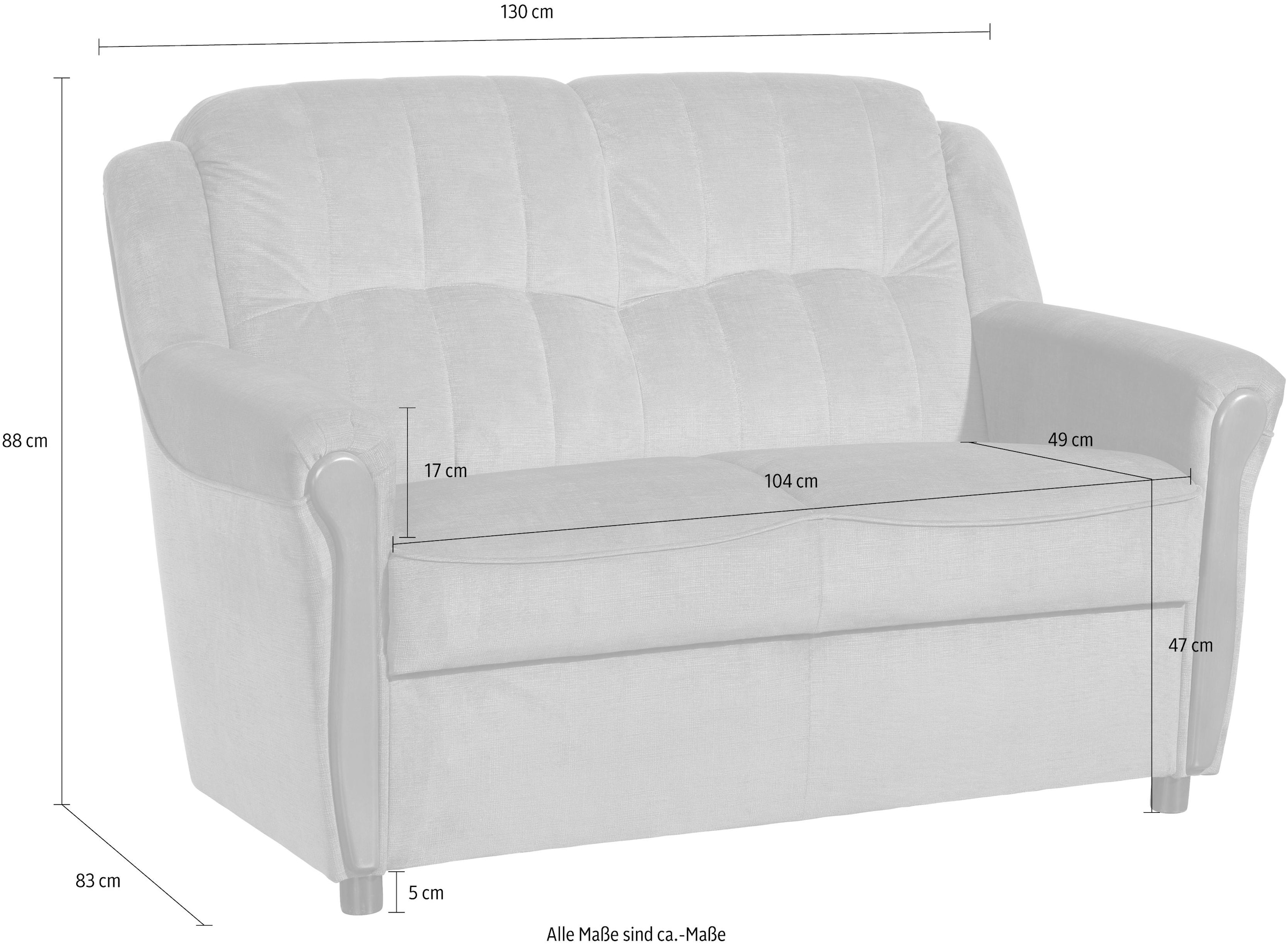 Max Winzer® 2-Sitzer »Trier komfortabel, Komfortsitzhöhe 47cm, klassisch, Retro und modern«, hohe Rückenlehne, Sichtholzschabracken, Breite 130 cm