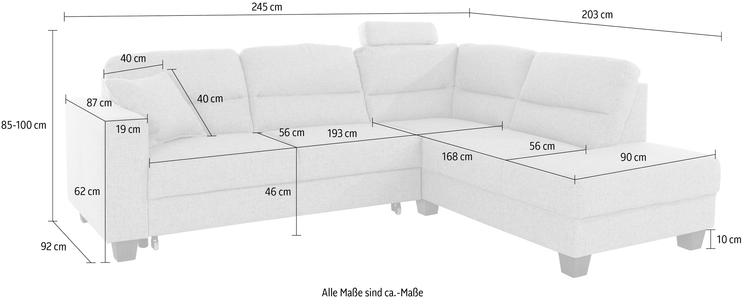 TRENDMANUFAKTUR Ecksofa »Chamber, zeitlos und modern, hoher Sitzkomfort, L-Form«, wahlweise mit Schlaffunktion