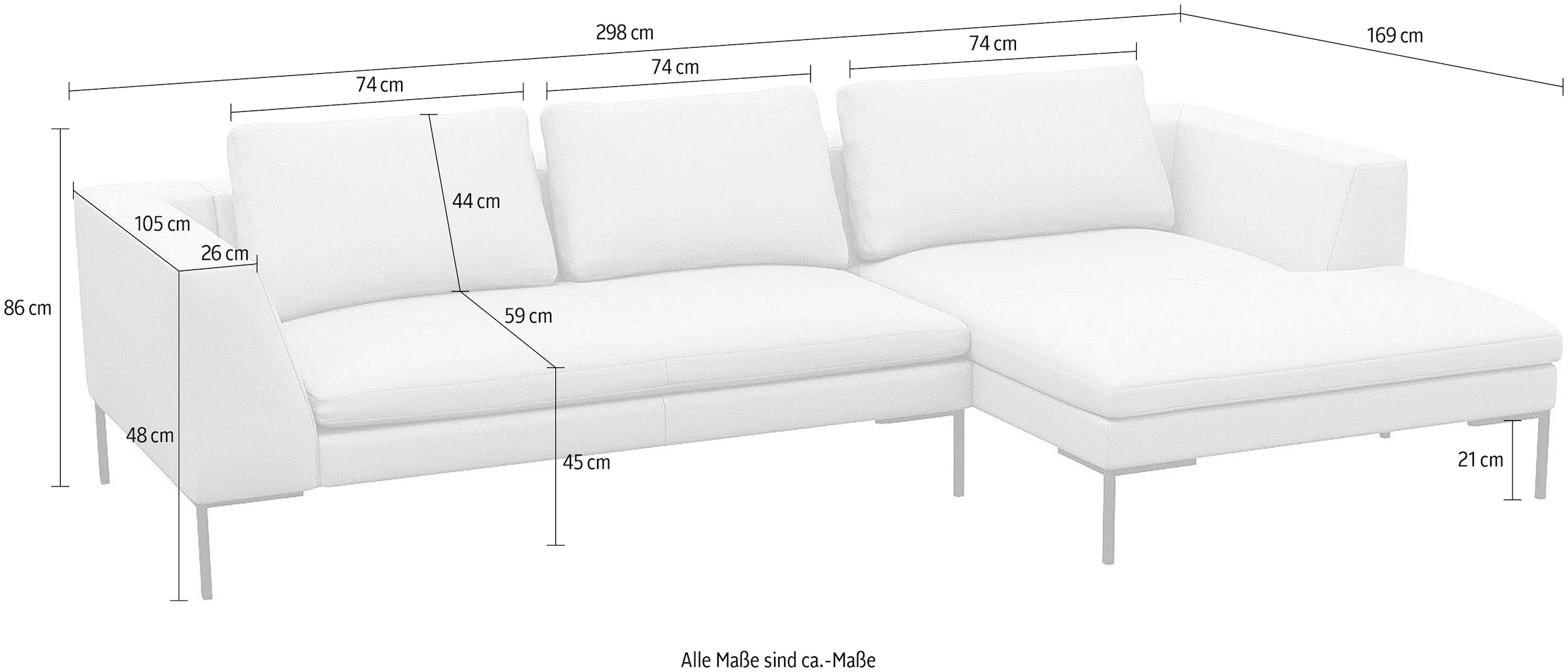 FLEXLUX Ecksofa »Loano, toller Sitzkomfort, L-Form«, modernes Sofa, frei im Raum stellbar, lose Kissen, Kaltschaum im Sitz