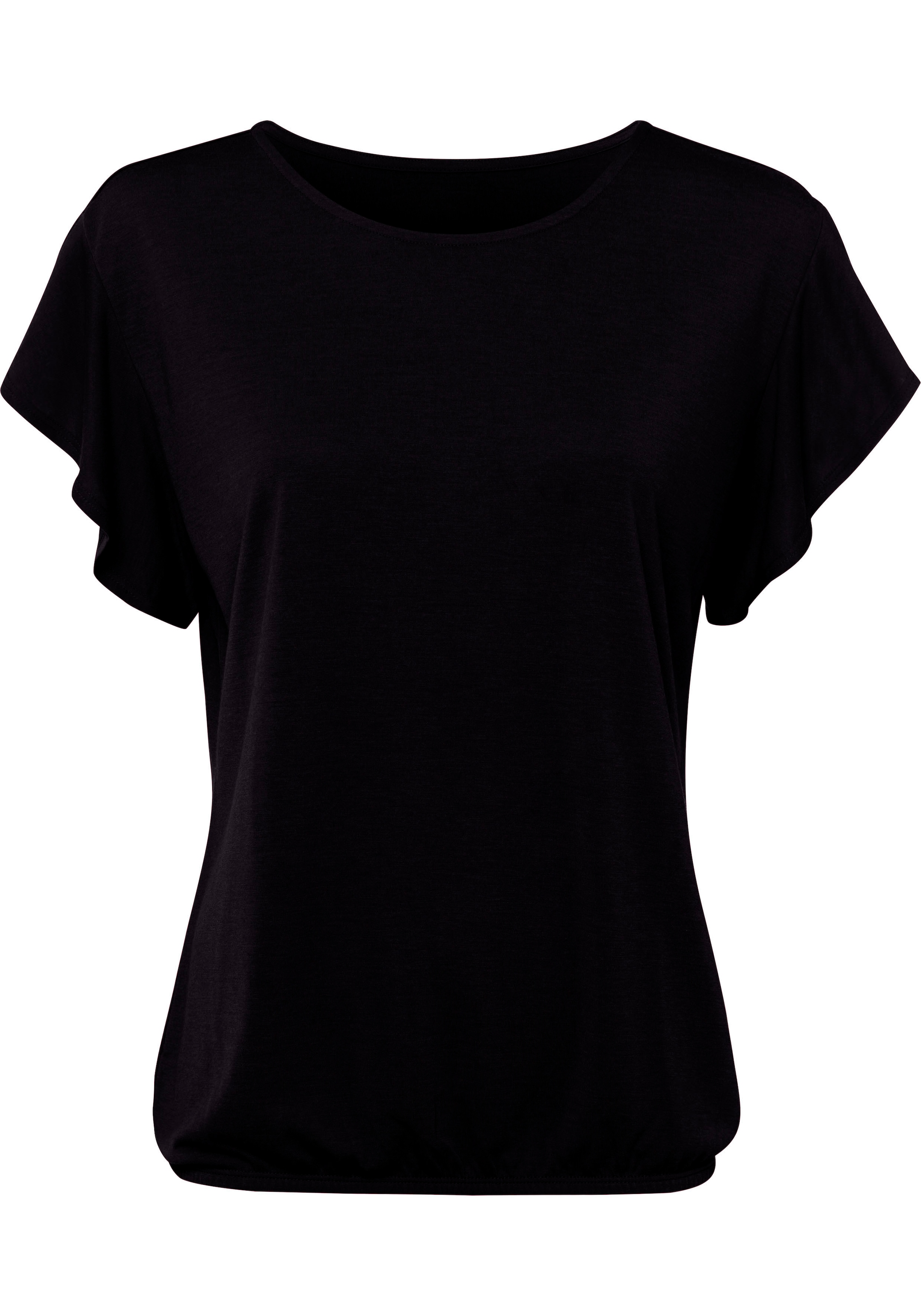 LASCANA Rundhalsshirt »mit dekorativen Flügelärmelchen«, (2er-Pack), aus weicher Viskose-Qualität