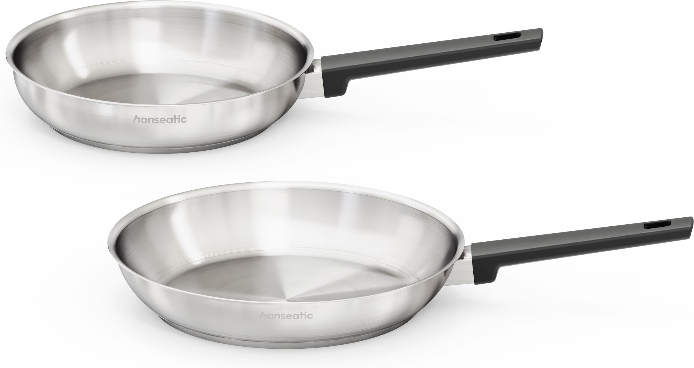 Hanseatic Pfannen-Set »SMART« Edelstahl 18/10 Set, 1x Pfanne Ø 24 cm und 28 cm, 2 tlg. ohne Beschichtung, energiesparend, für alle Herdarten, inkl. Induktion