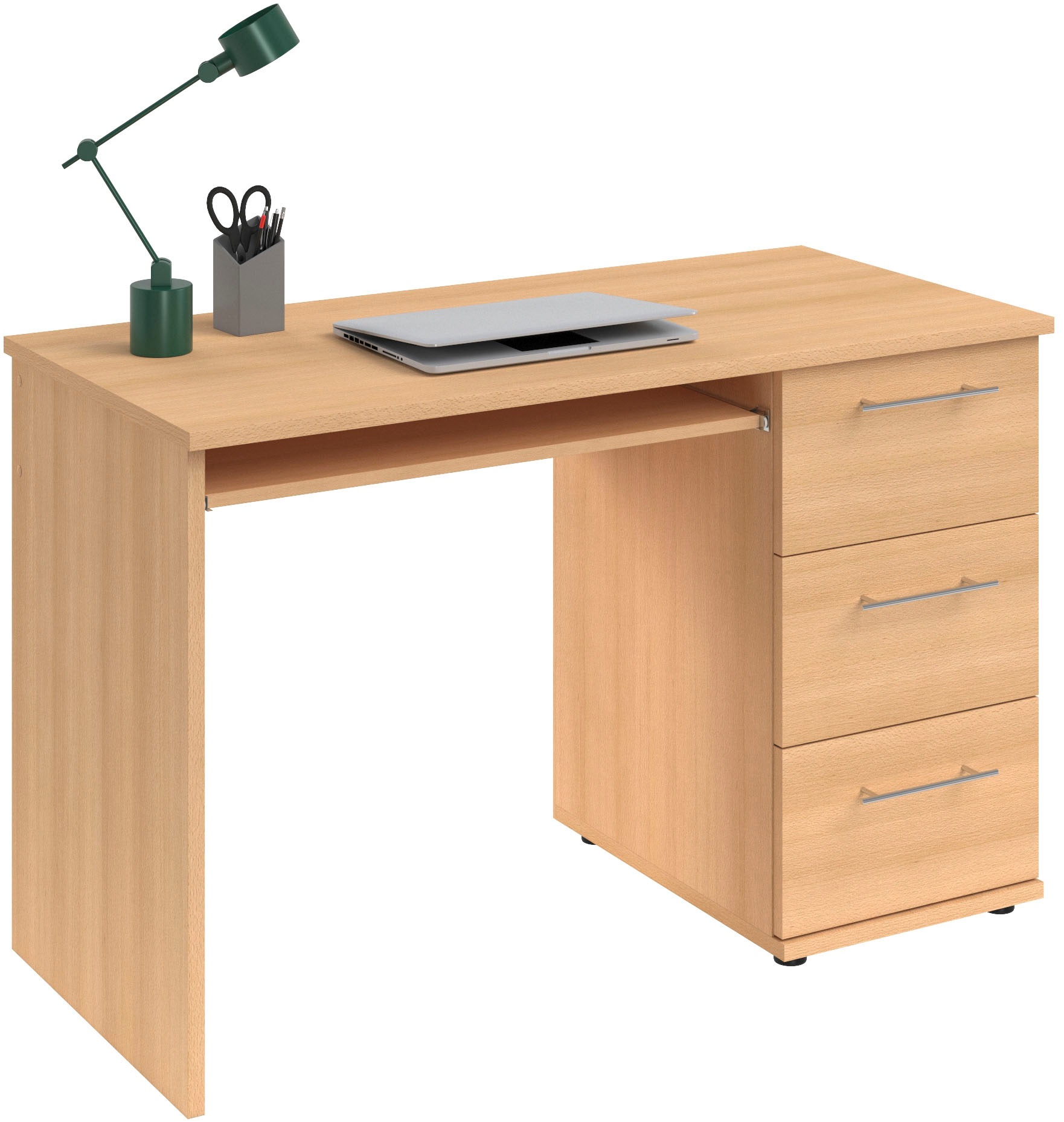 VOGL Möbelfabrik Schreibtisch »Tobi, optional mit Tastaturauszug,«, mit 3 Schubkästen, Breite 115 cm, Made in Germany