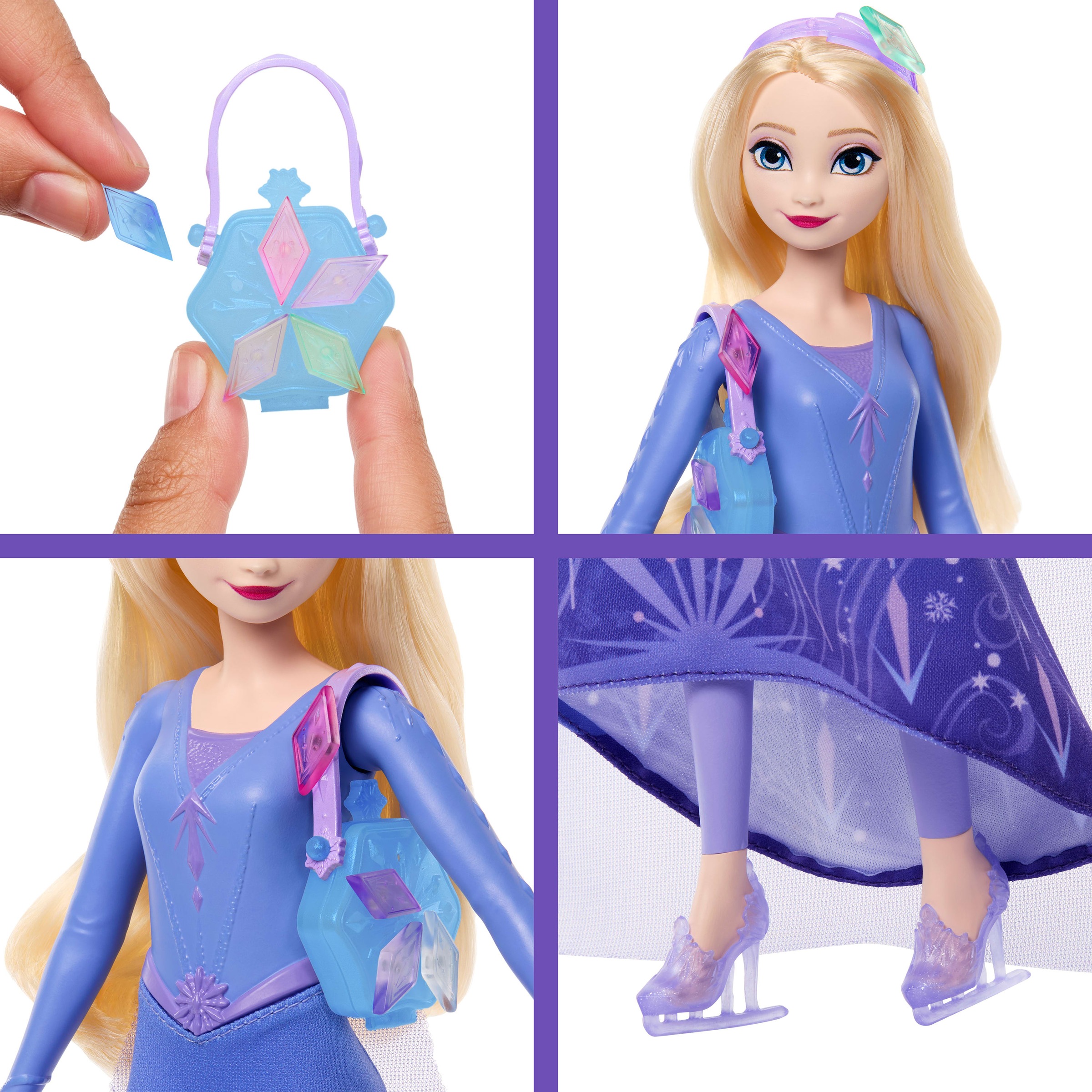 Mattel® Anziehpuppe »Disney Die Eiskönigin Jewel Reveal, Eisläuferin Elsa«