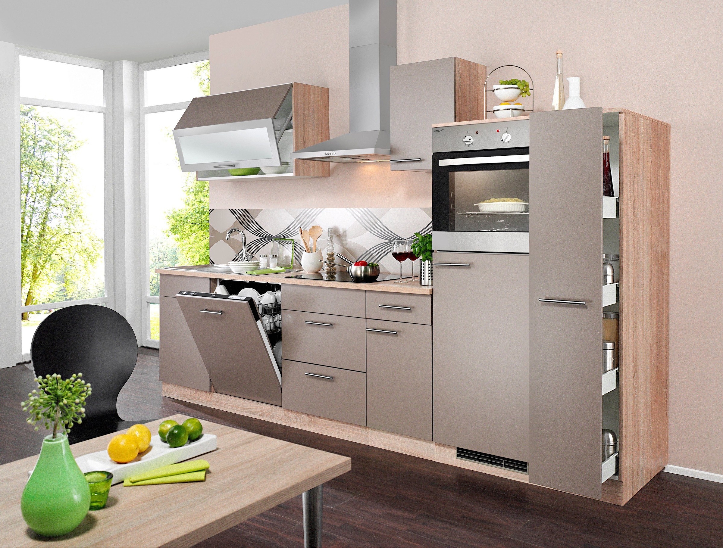 wiho Küchen Küchenzeile »Montana«, mit E-Geräten, Breite 300 cm