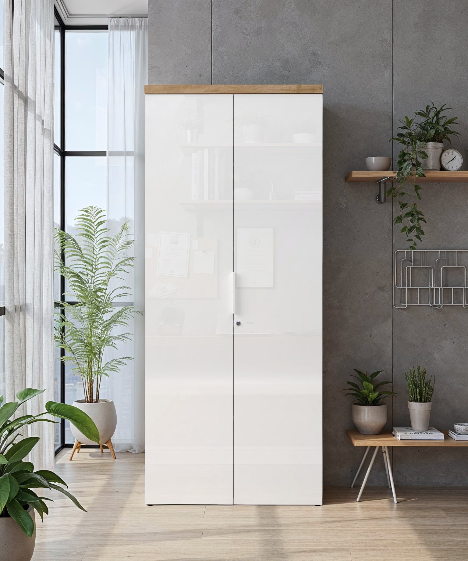 INOSIGN Aktenschrank »Easy B/H 81/190 cm, Büroschrank, Mehrzweckschrank mit 2 Türen« abschließbar, 4 Böden, Metallgriffe, Top 38 mm stark