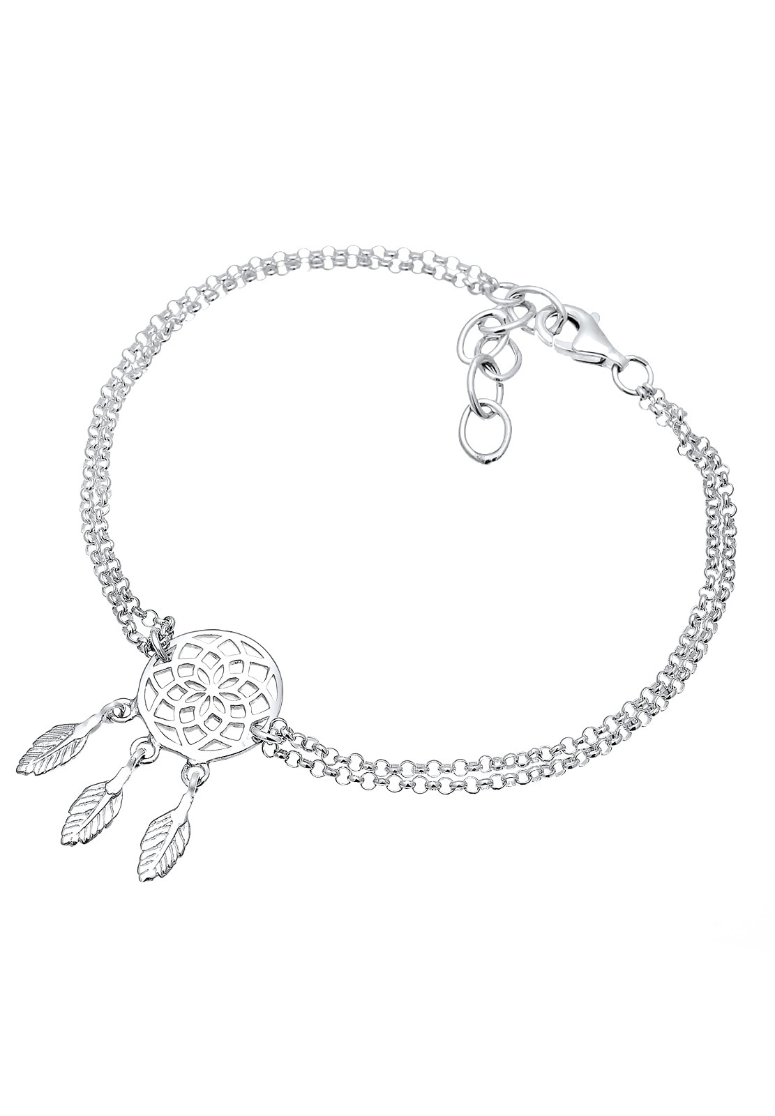 Elli Armkette »Armband Boho Traumfänger Feder 925 Sterling Silber«