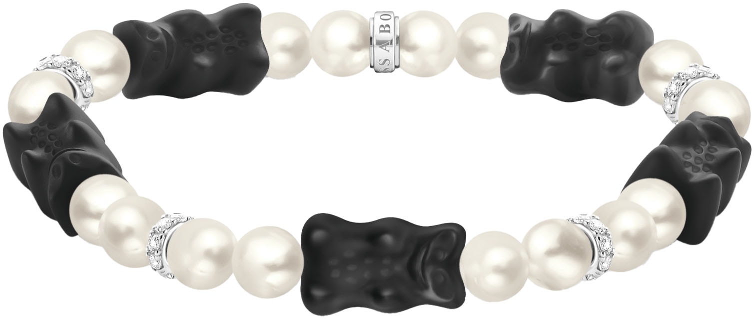 THOMAS SABO Armband »THOMAS SABO x HARIBO Schmuck: Perlenarmband mit Goldbären« mit Kristallglas, Zirkonia (synth.) - mit Süßwasserzuchtperle