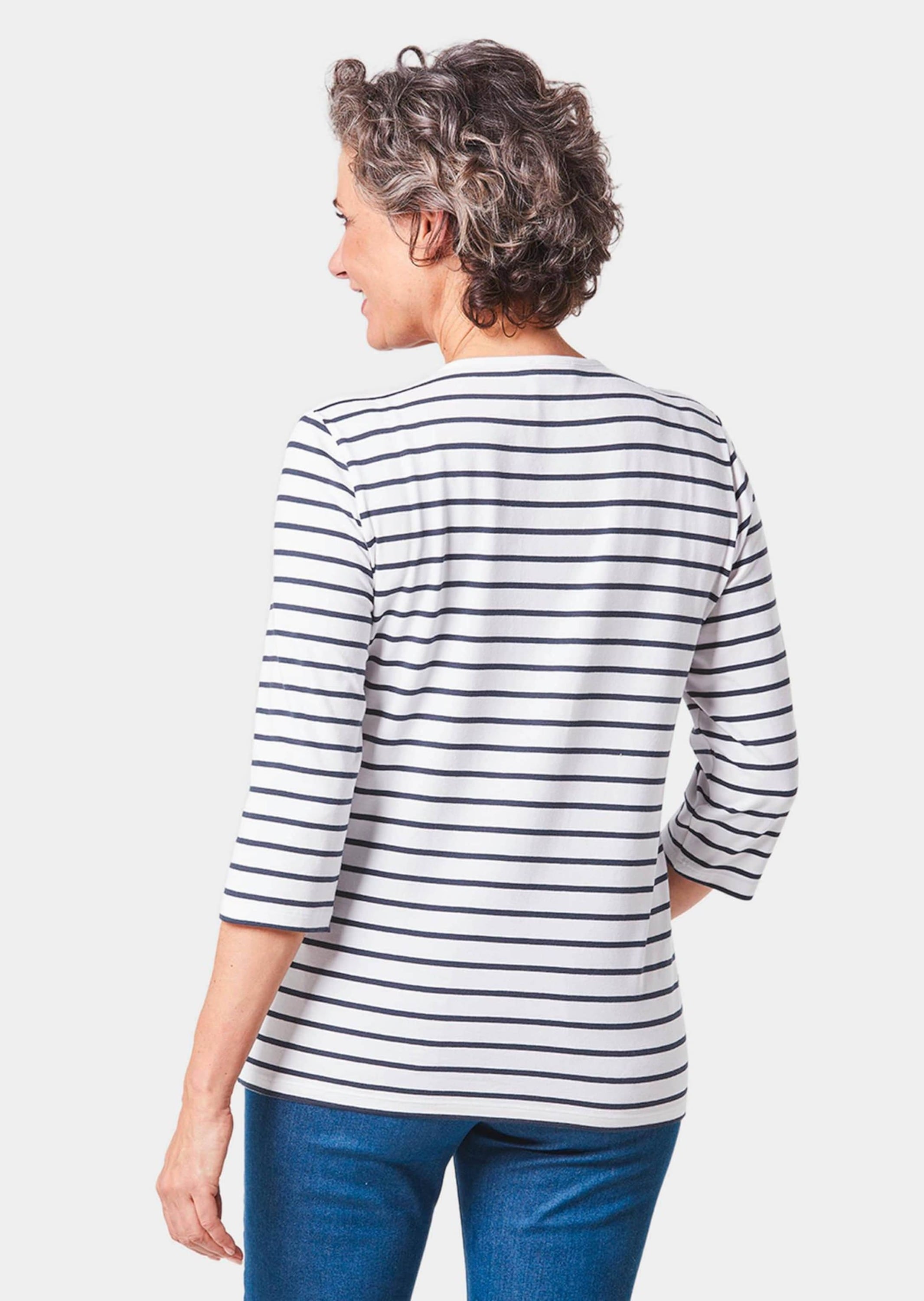 GOLDNER 3/4-Arm-Shirt »Buntgewirktes Ringelshirt« Garngefärbte und dadurch farbbeständige Ringel