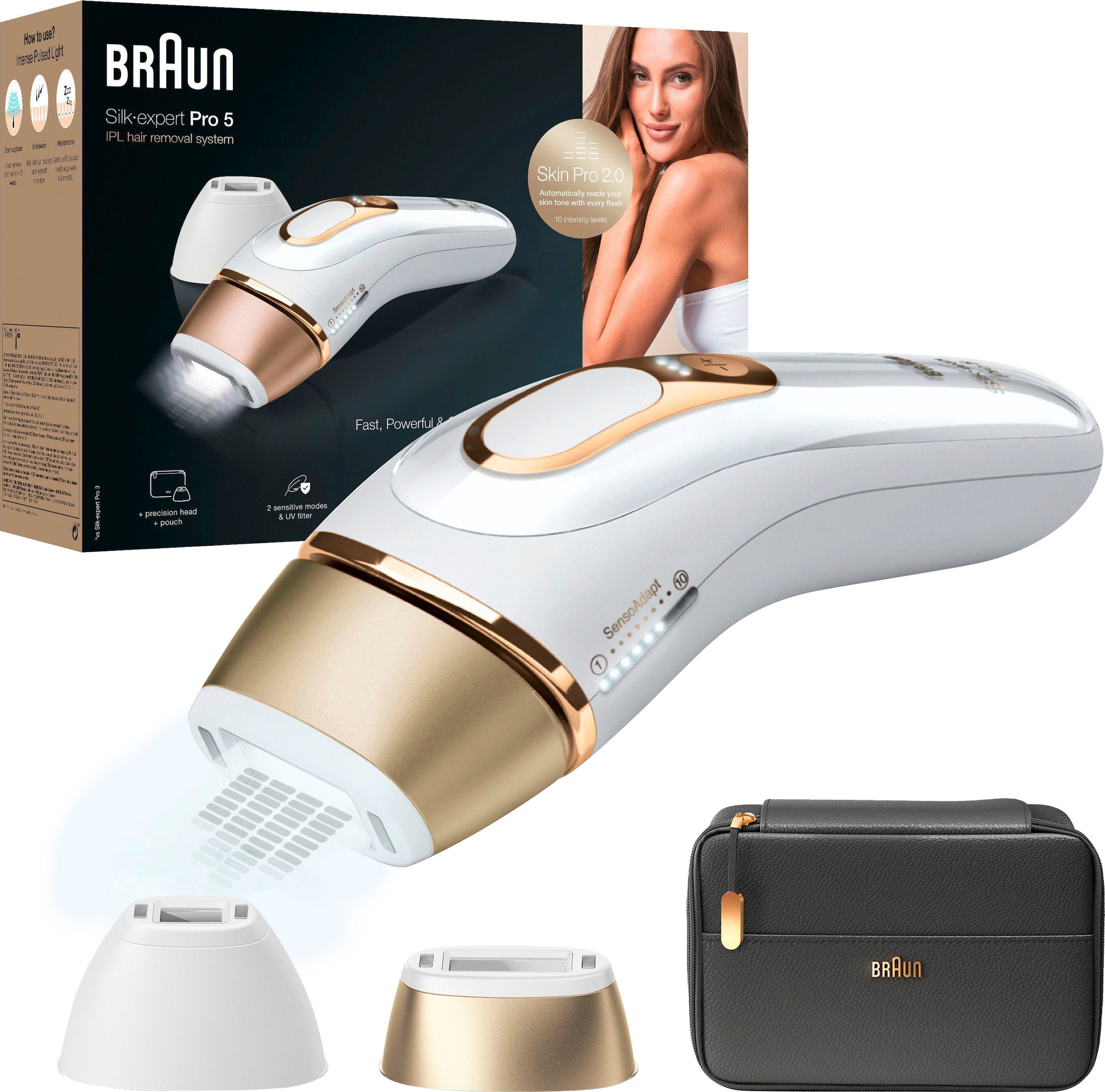 Lichtimpulse, Braun IPL-Haarentferner Jahren Skin XXL Sensor »Silk-expert IPL 400.000 2.0 Garantie Pro PL5140«, 3 mit Pro