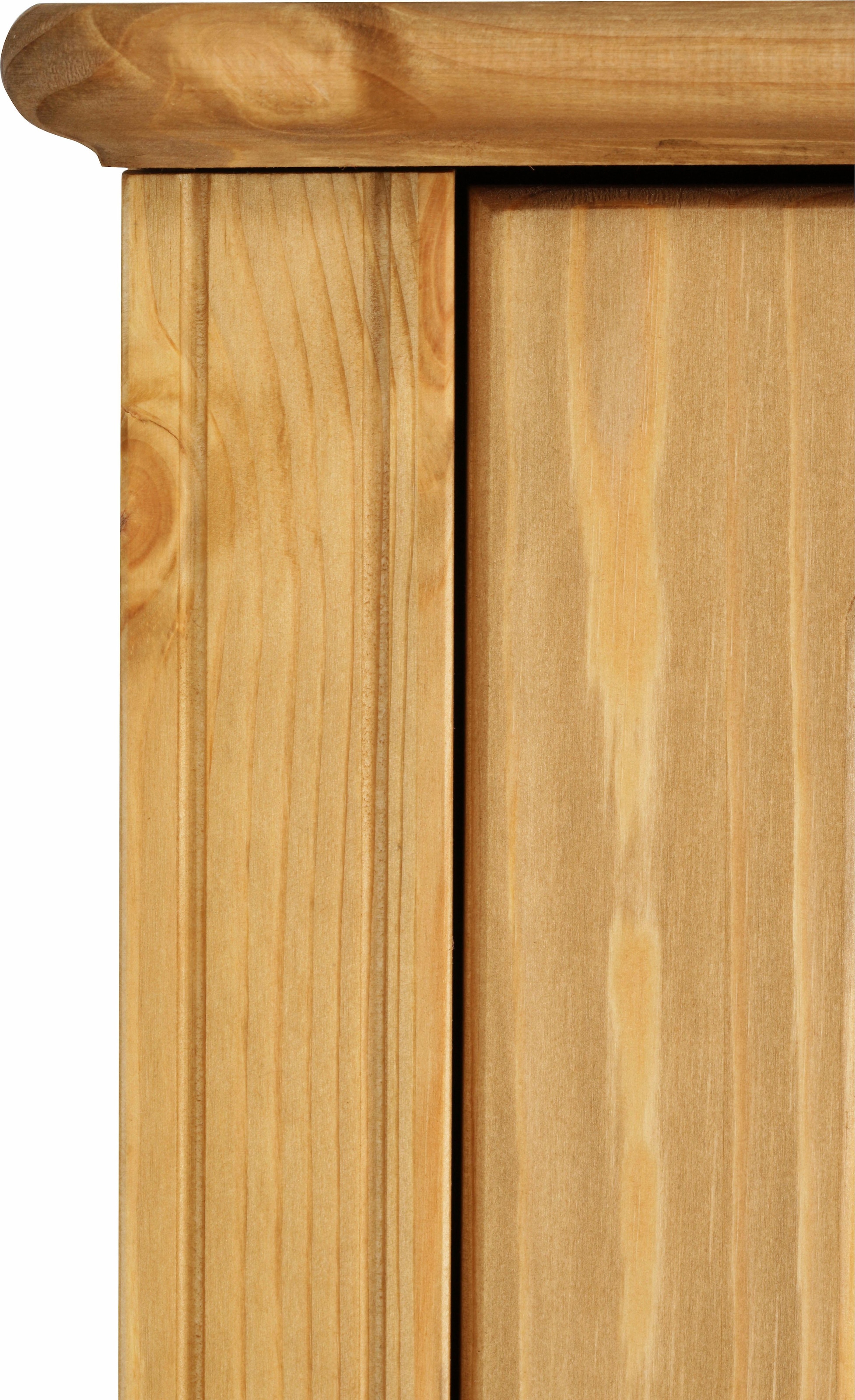 Home affaire Kleiderschrank »Hugo«, (3 Breiten: 106/200/245 cm H/T ca. 190/58 cm), aus massiver Kiefer im Landhausstil, mit Spiegel