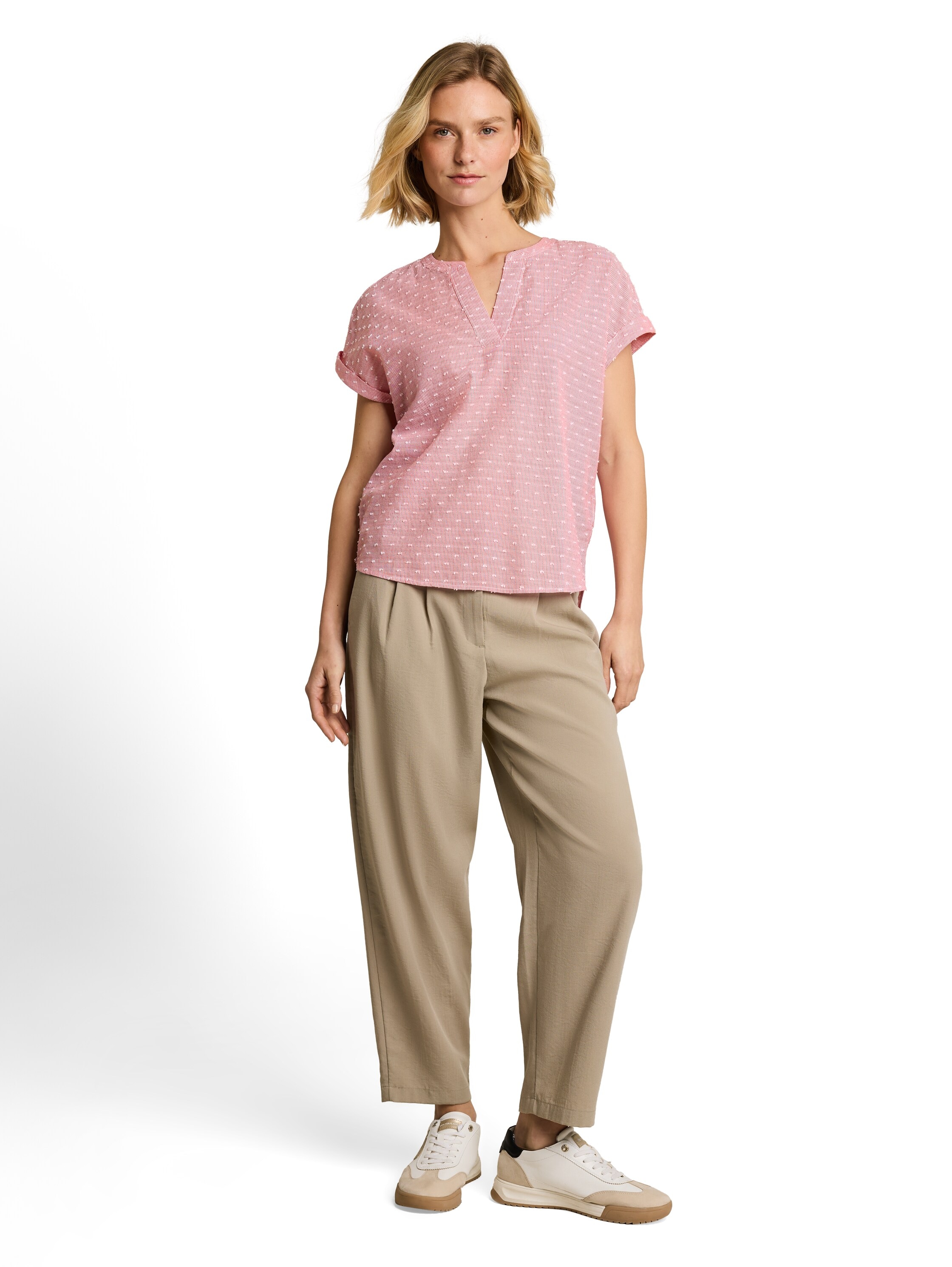 TOM TAILOR Druckbluse Sommer-Tunika mit feinen Streifen und Punkten