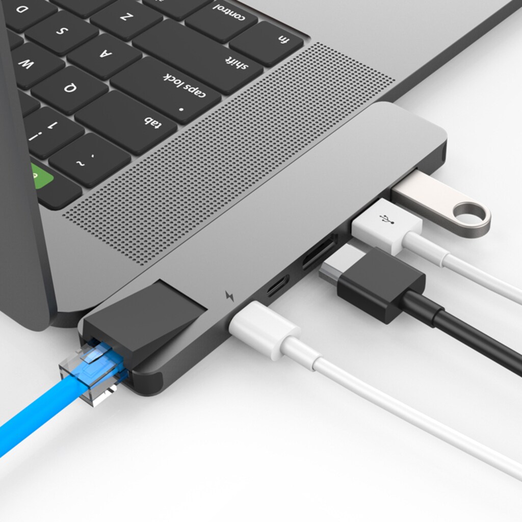 Hyper Notebook-Adapter »HyperDrive Net 6-in-2 USB-C Hub«, USB-C zu HDMI-RJ-45 (Ethernet)-Thunderbolt-USB Typ A-USB-C