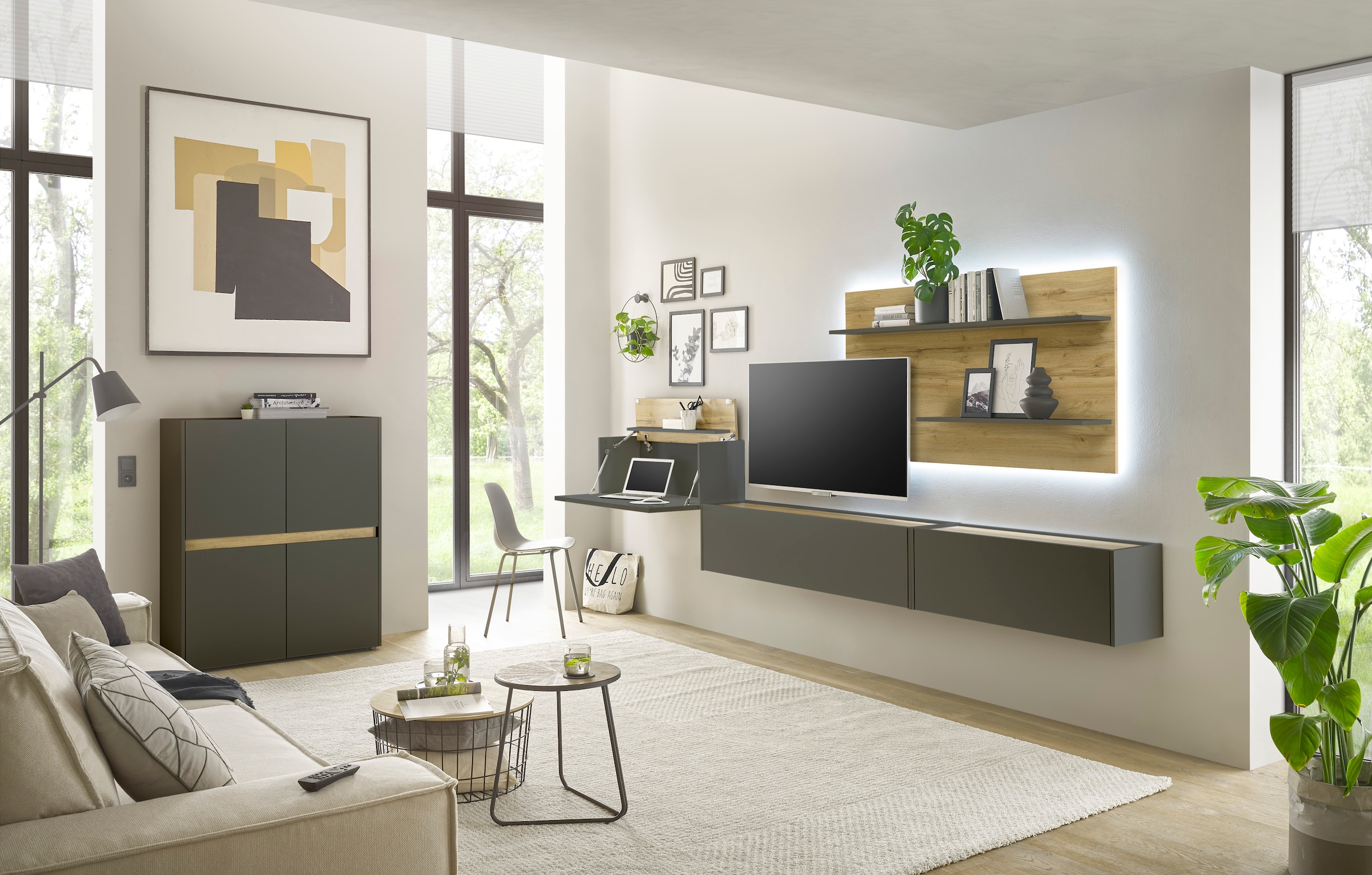 INOSIGN Büromöbel-Set »CiTY/GiRON«, (Set, 5 tlg.), Home Office, Wandsekretär