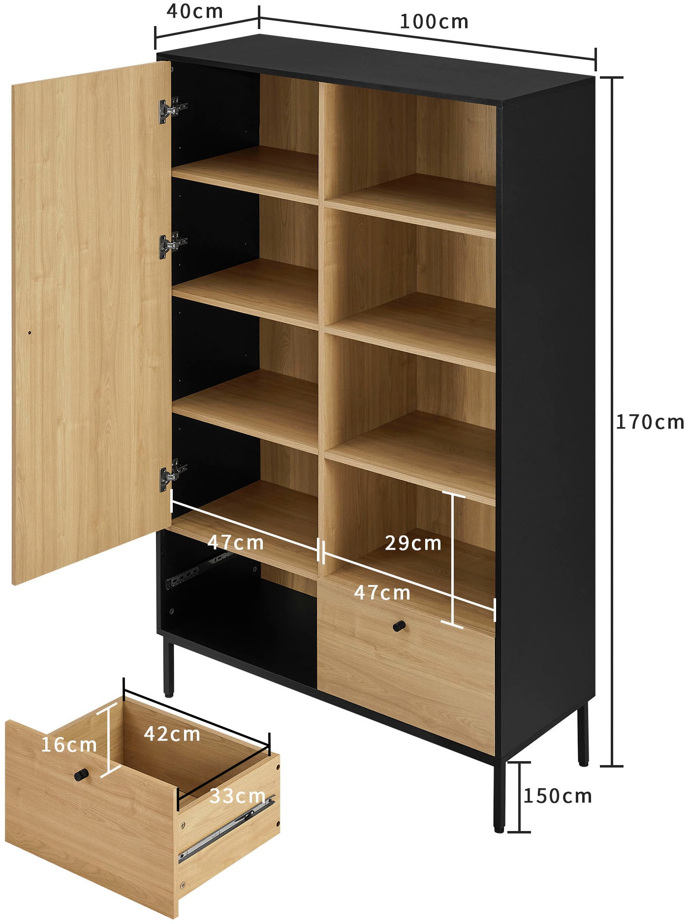 OTTO home Highboard »Tayler« pflegeleichte Melaminoberfläche, Metallgestell, Breite 100 cm