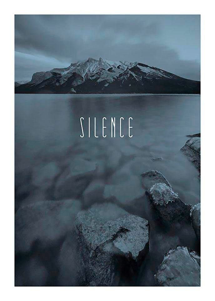 Komar Poster »Word Lake Silence Steel«, Natur, (1 St.), Kinderzimmer, Schlafzimmer, Wohnzimmer