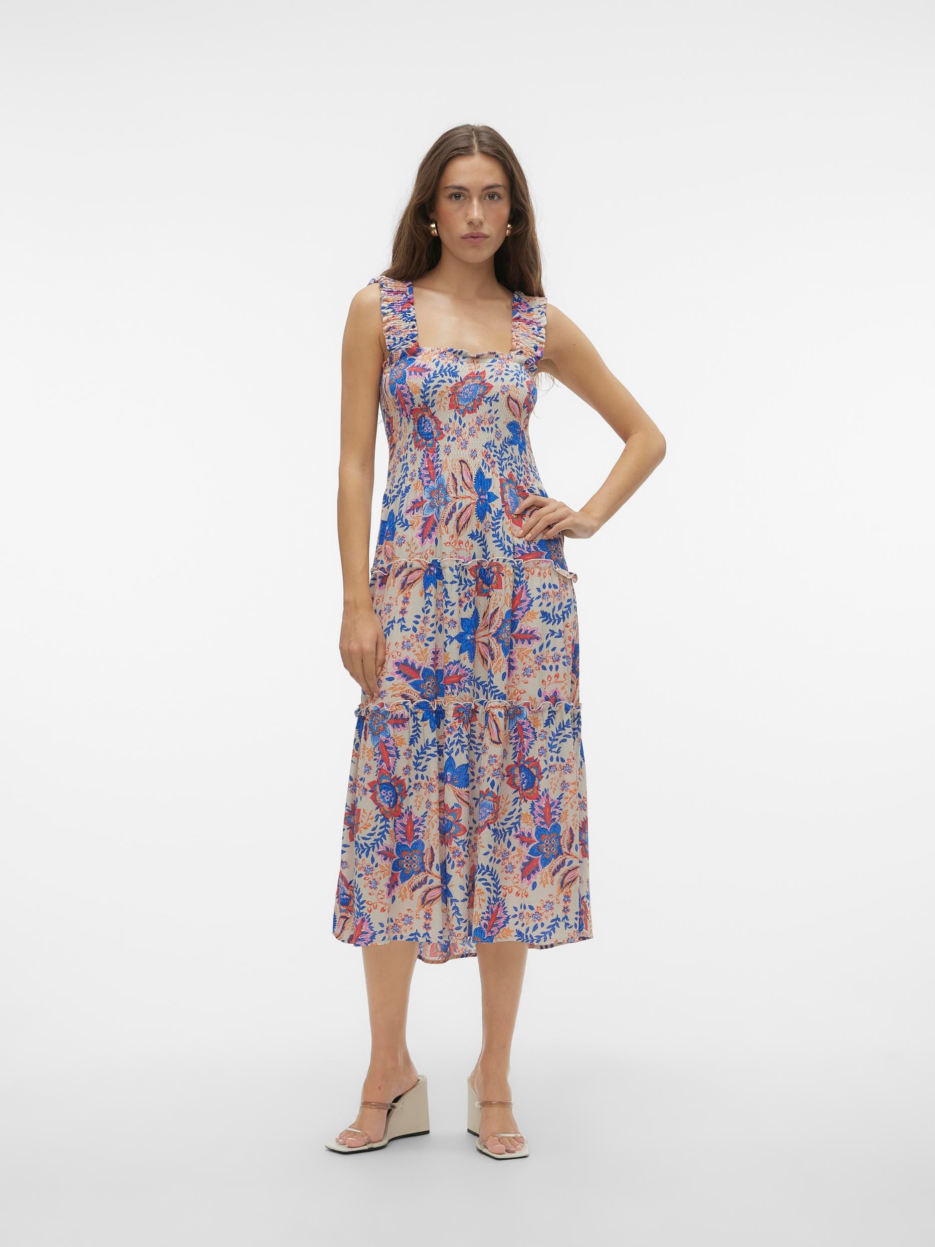 Vero Moda Sommerkleid »VMMENNY SL SMOCK CALF DRESS WVN GA«