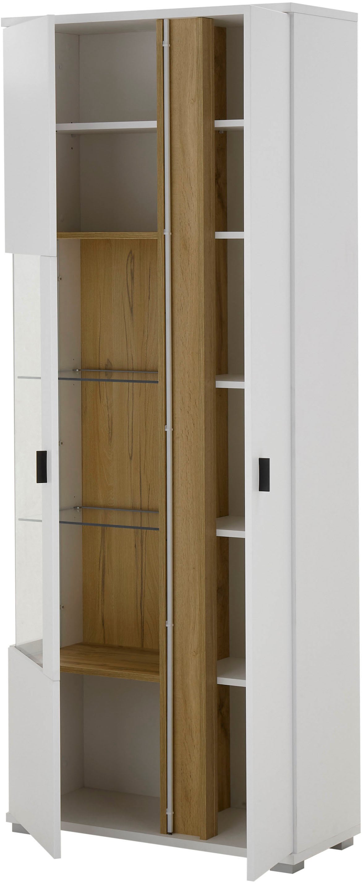 INOSIGN Vitrine »LONG ISLAND, Stauraumvitrine«, (1 St.), in moderner Trendfarbe,inklusive senkrechter Beleuchtung,Breite 80 cm