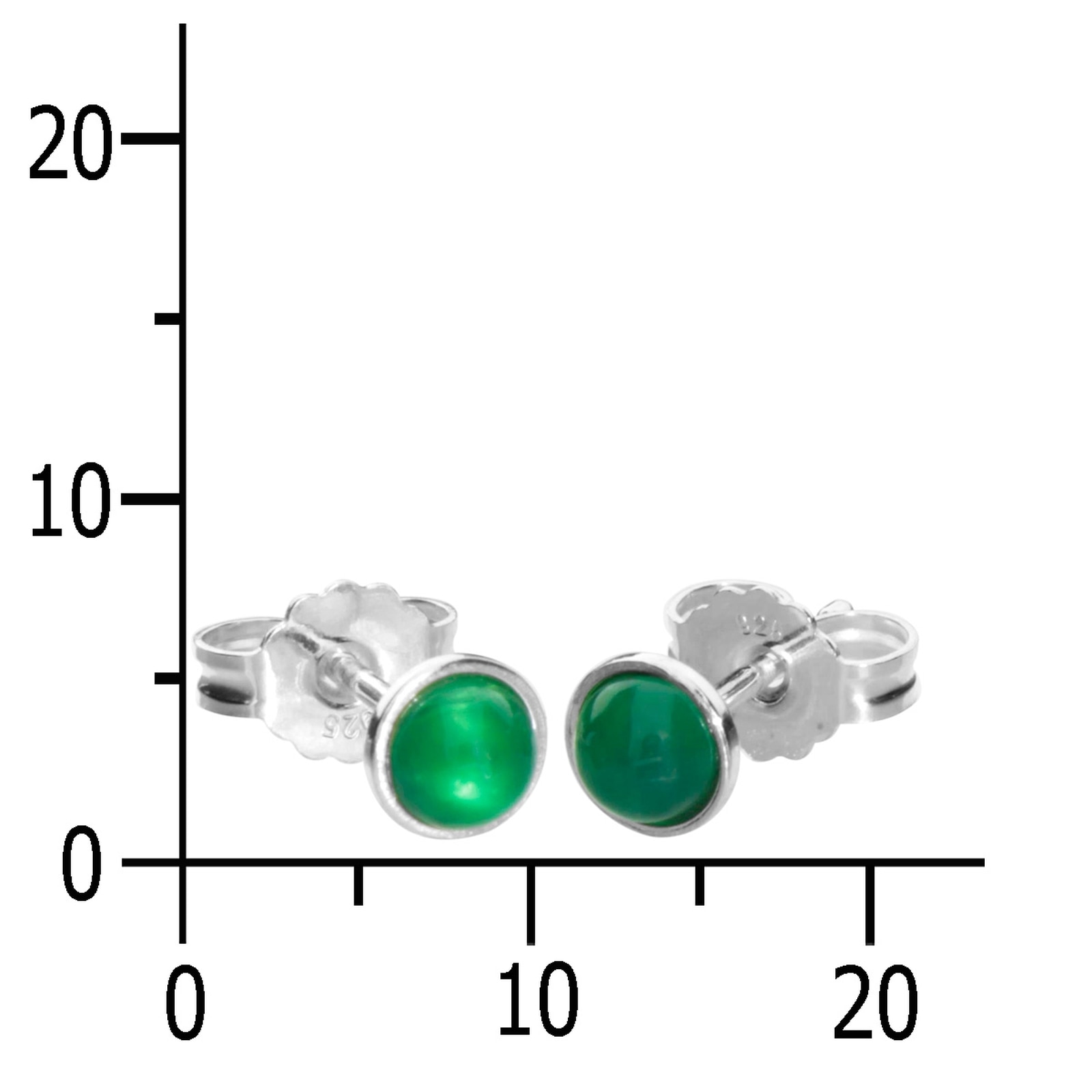 OSTSEE-SCHMUCK Paar Ohrstecker »- Classic 4 mm - Silber 925/000 - Grünachat«