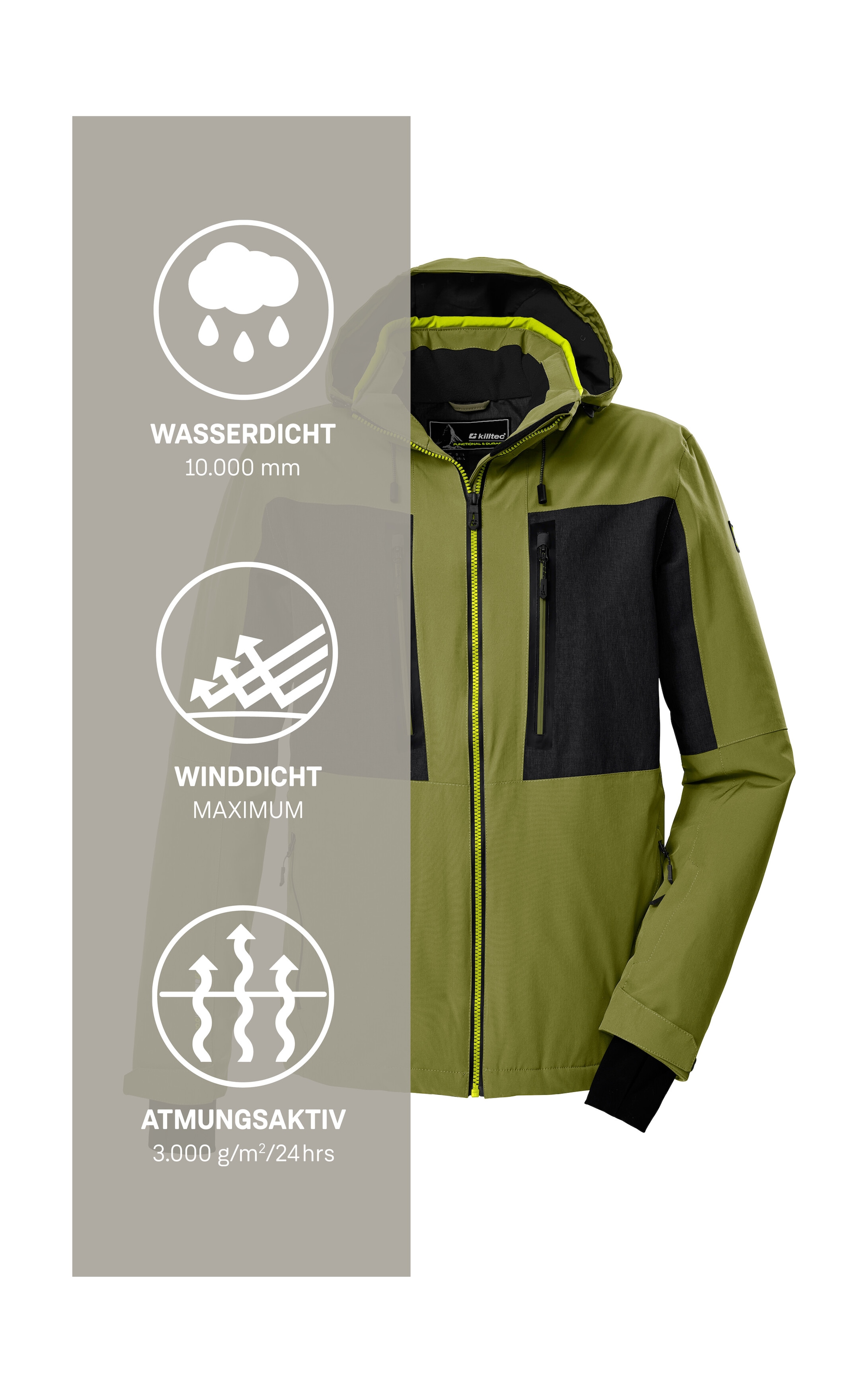 Killtec Skijacke »KSW 47 MN SKI JCKT« Herren Skijacke: wasserdicht, atmungsaktiv, abnehmbare Kapuze