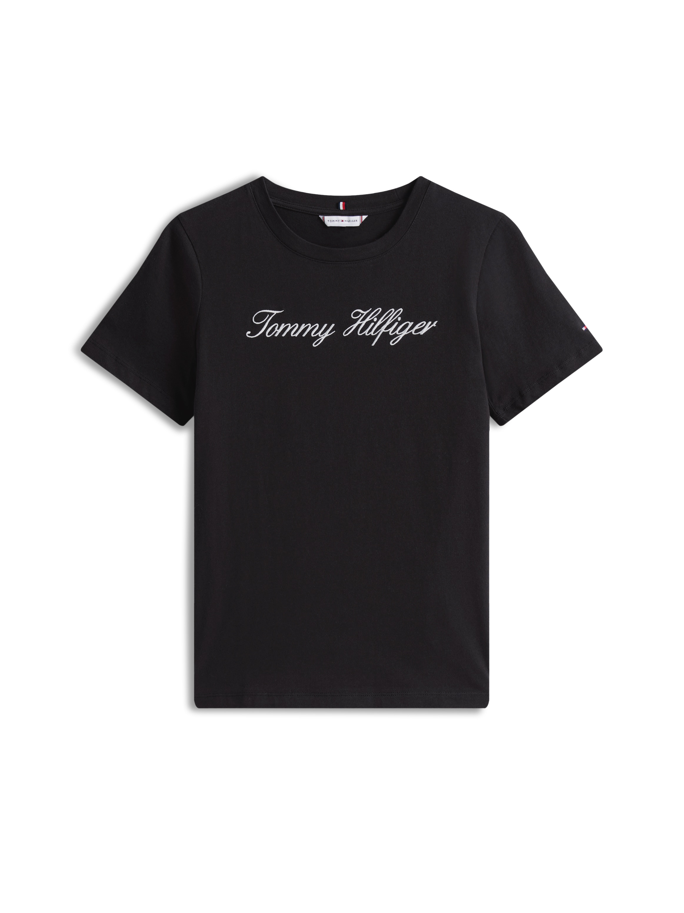 Tommy Hilfiger T-Shirt »NOS SCRIPT REGULAR C-NK SHORT SLEEVE« mit Rundhals und kontrastfarbener Stickerei, Regular Fit