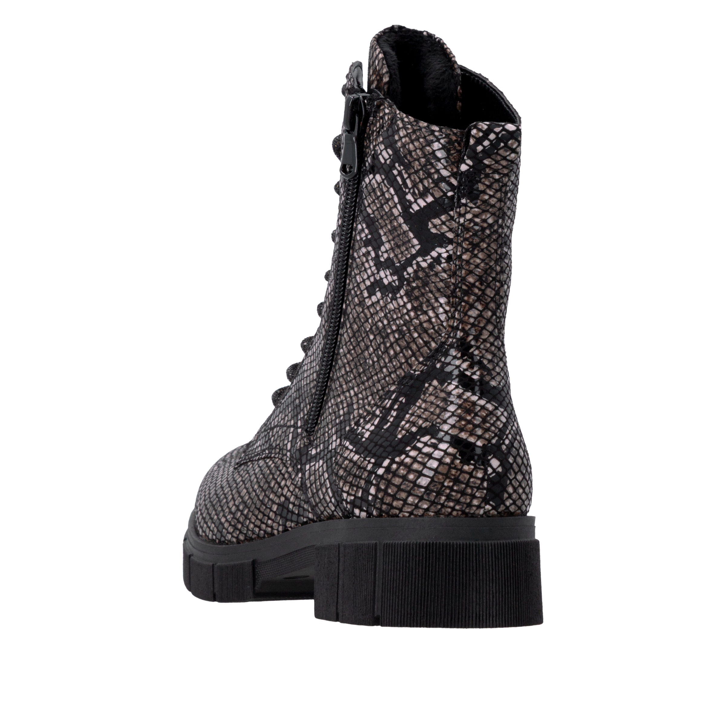 Remonte Schnürstiefelette  Blockabsatz, Schnürboots im modischem Reptilien-Look