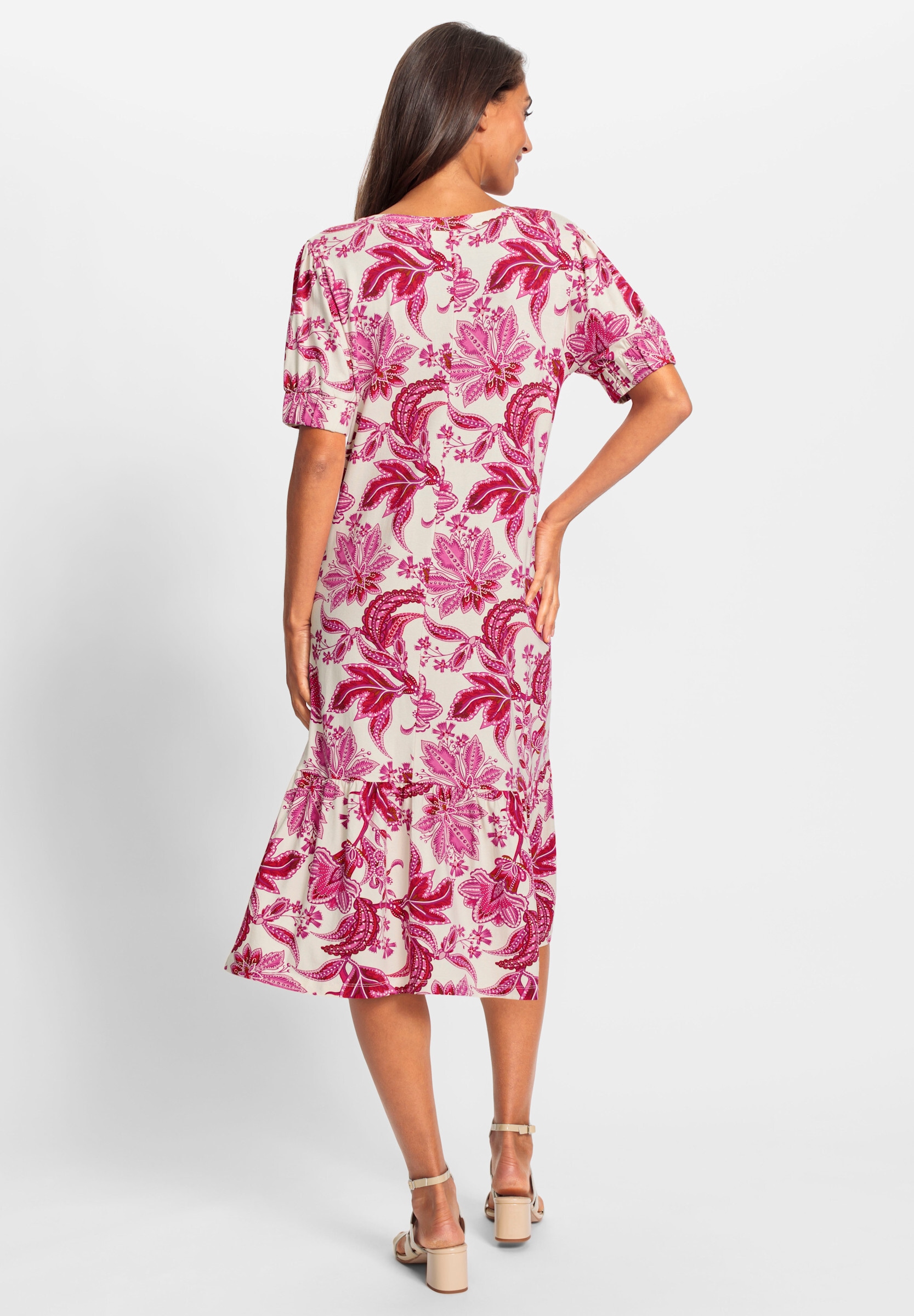 heine Sommerkleid »Jersey-Kleid Druckkleid mit Puffärmeln« Ohne Taschen