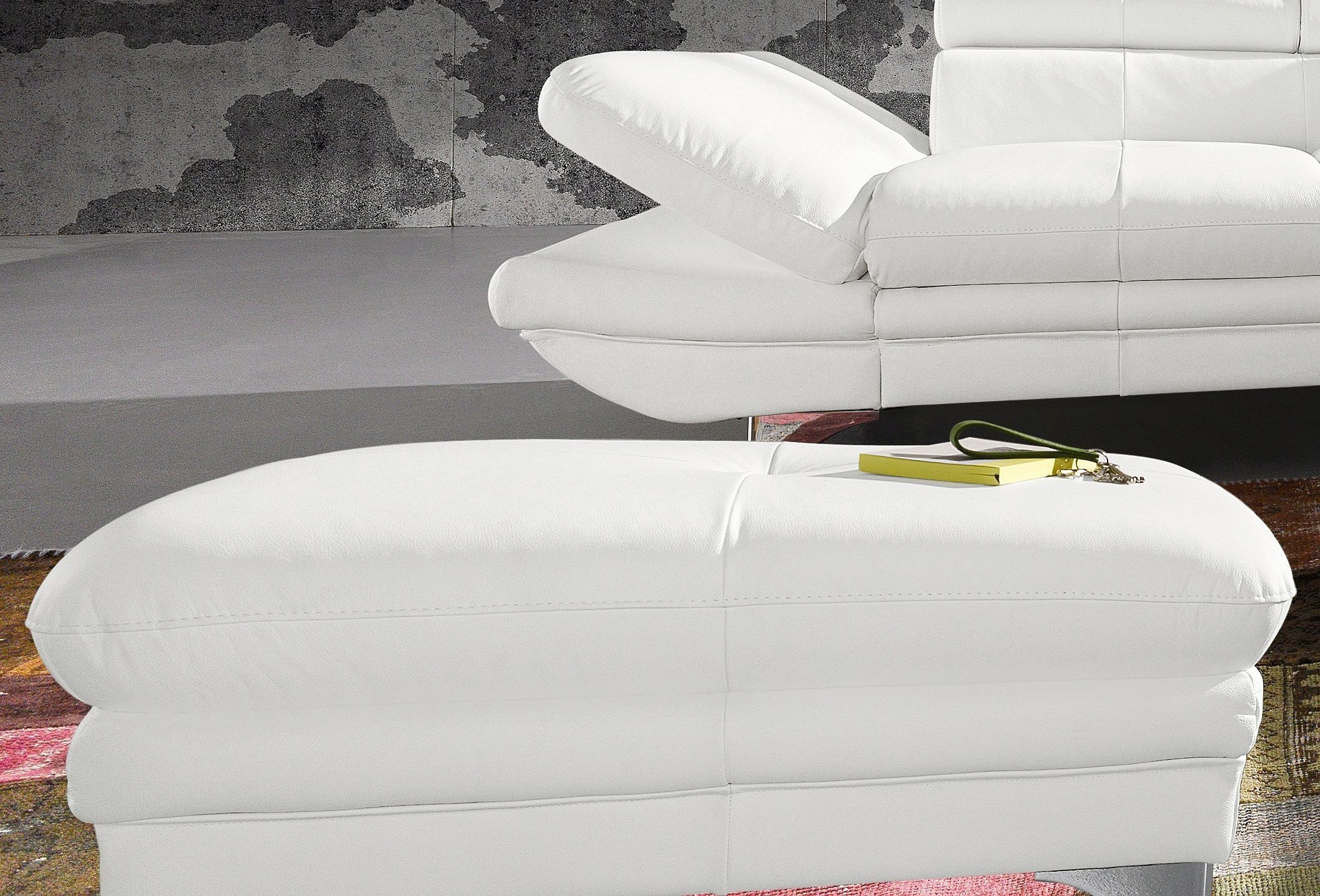 COTTA Polstergarnitur »Enterprise«, (Set), Set bestehend aus: 2-Sitzer mit Kopfteilverstellung & Hocker