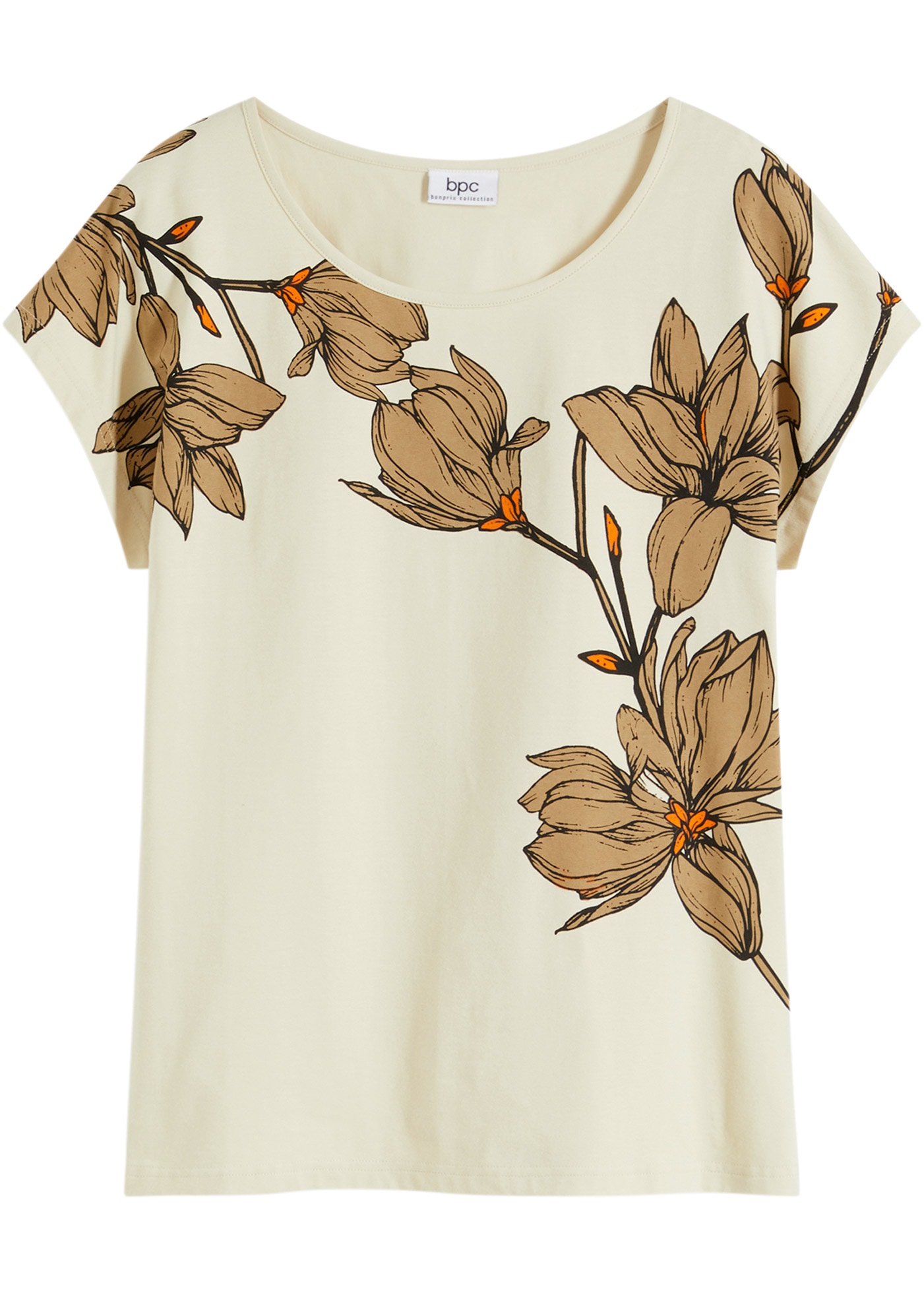 bonprix T-Shirt bequeme Passform, Kurzarm, mit Blütenprint, für Frühling und Sommer
