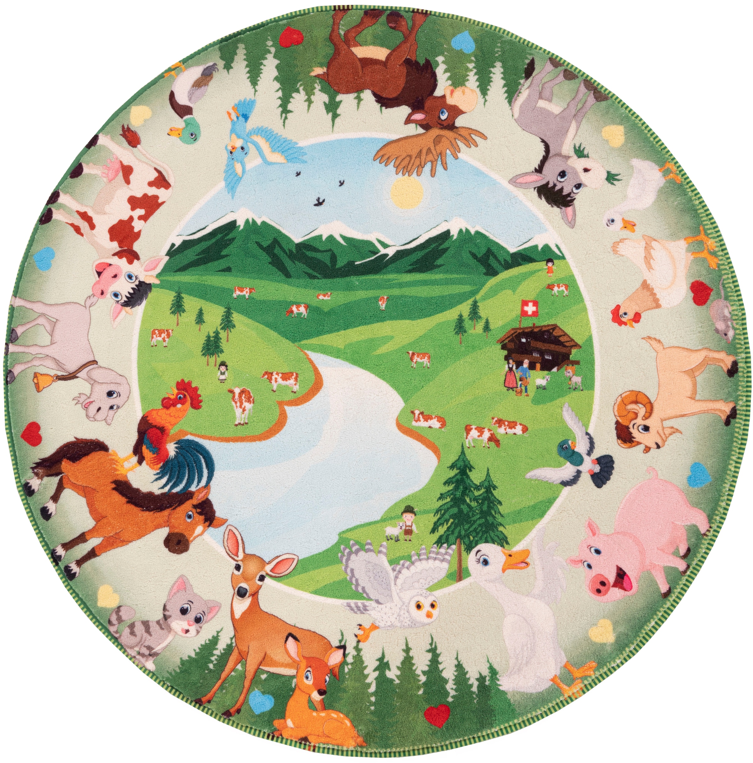 Obsession Kinderteppich »My Juno 476«, rund, 10 mm Höhe, Spielteppich, Motiv Tiere, Kinderzimmer