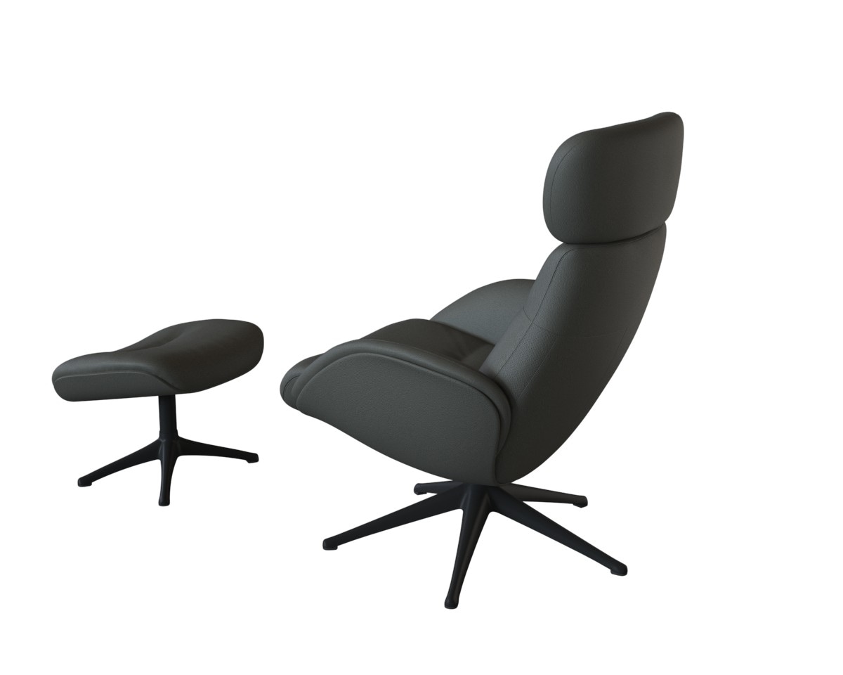 FLEXLUX Relaxsessel »Elegant, Funktionssessel, verstellbarer Rücken- und Kopfstütze«, Premium Komfort, Rücken- & Kopfteilverstellung, drehbar, Fuß schwarz