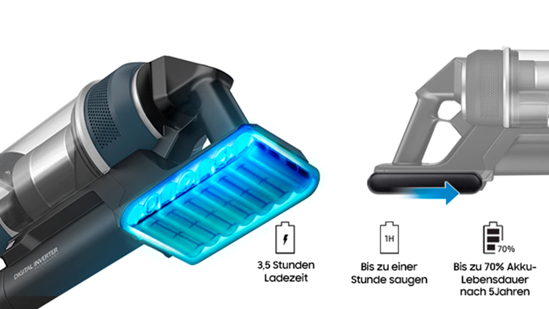 Samsung Akku-Handstaubsauger »VS20B95C43W/WD, BESPOKE Jet Plus CompleteClean,«, 580 W, beutellos, automatische Entleerung