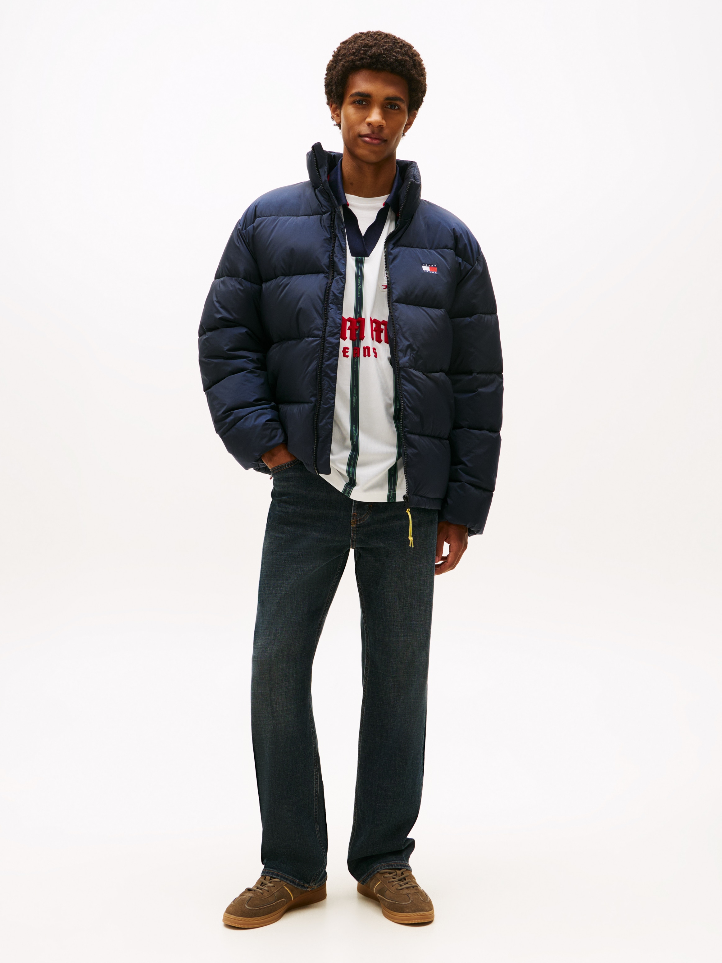 Tommy Jeans Steppjacke »VAIL PUFFER« ohne Kapuze Winterjacke Pufferjacket Regular fit mit Rundhalsausschnitt