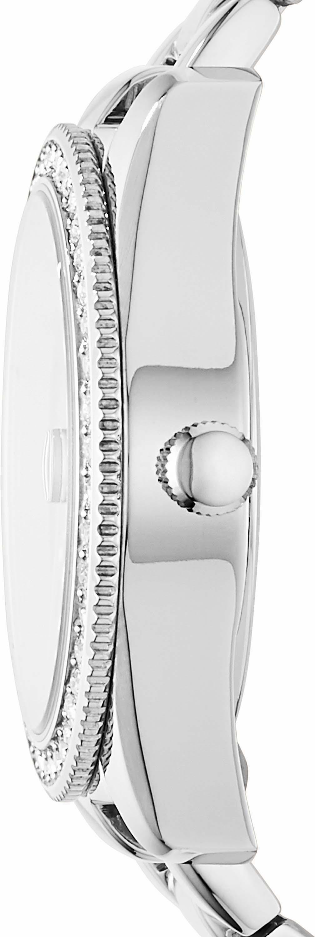 Fossil Quarzuhr »SCARLETTE MINI«, Armbanduhr, Damenuhr, Datum, analog, Edelstahlarmband