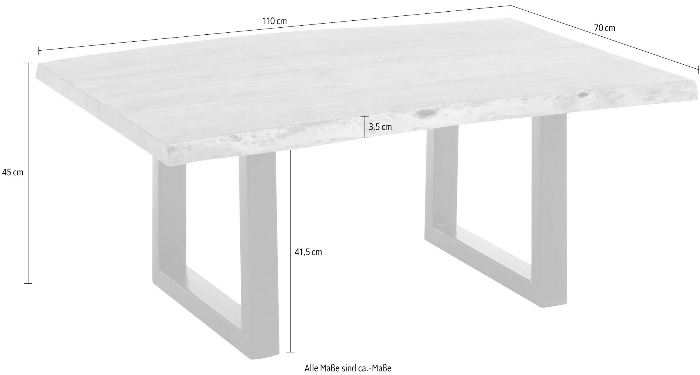Stolkom Couchtisch »India« Massivholz mit Baumkante