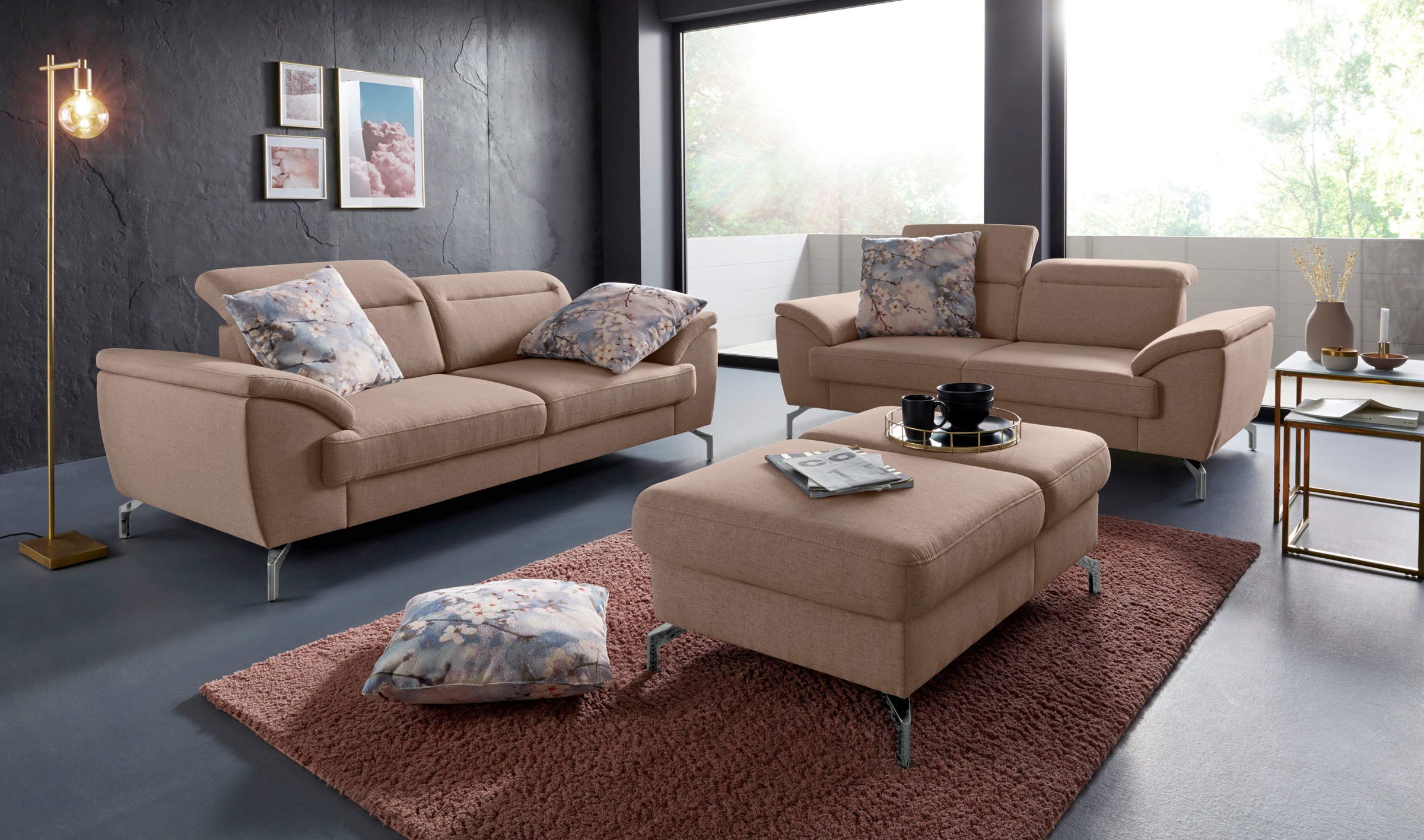 sit&more Hocker »Percy«, Fußhöhe 15cm, mit Klappfunktion, wahlweise in 2 Fußfarben