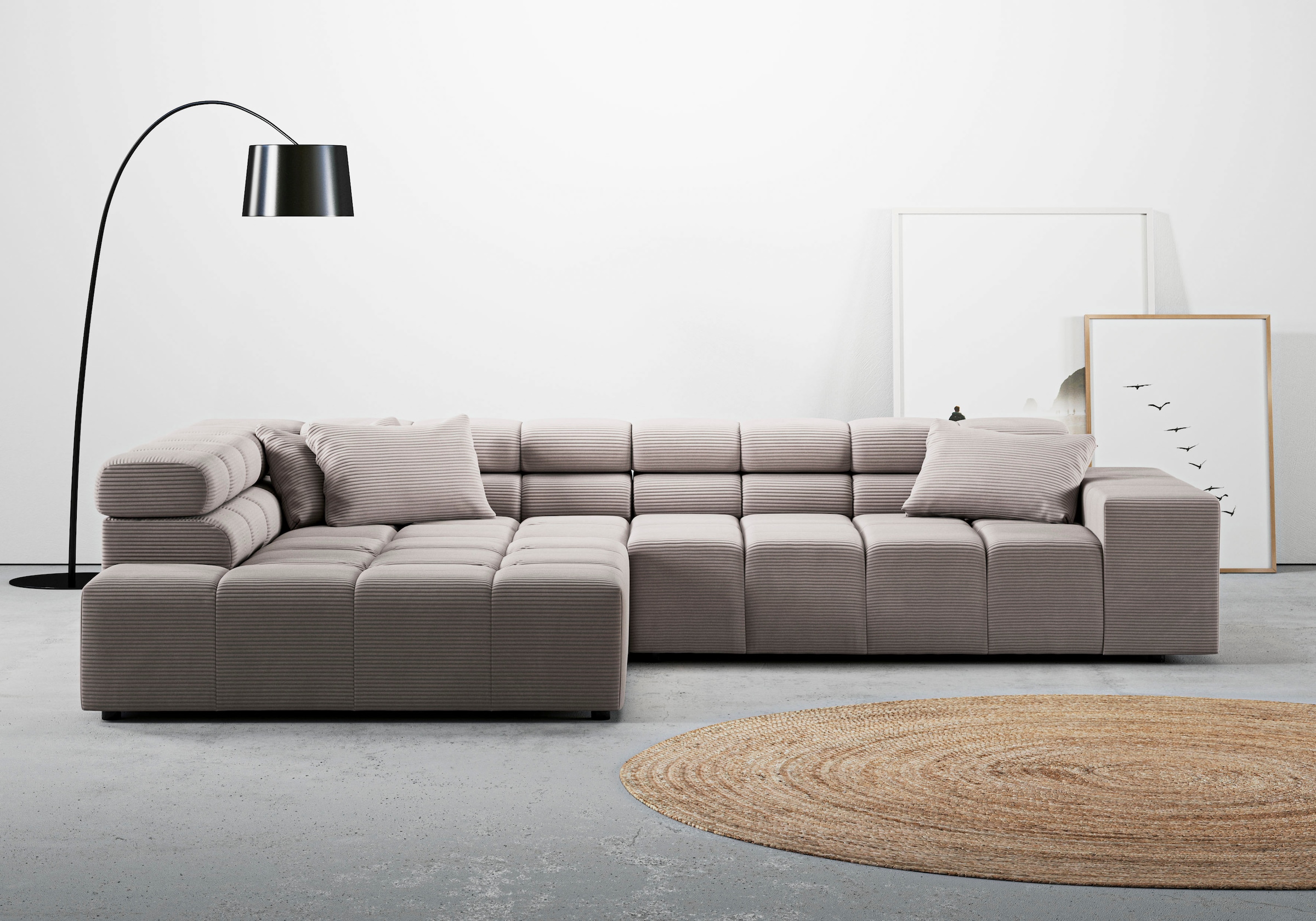 Home affaire Ecksofa »Ancona incl. Kopfteilverstellung, OTTOs Choice, Breite 319cm, L-Form« wahlweise motorische Sitztiefenverstellung, auch in Cord + Easy Care