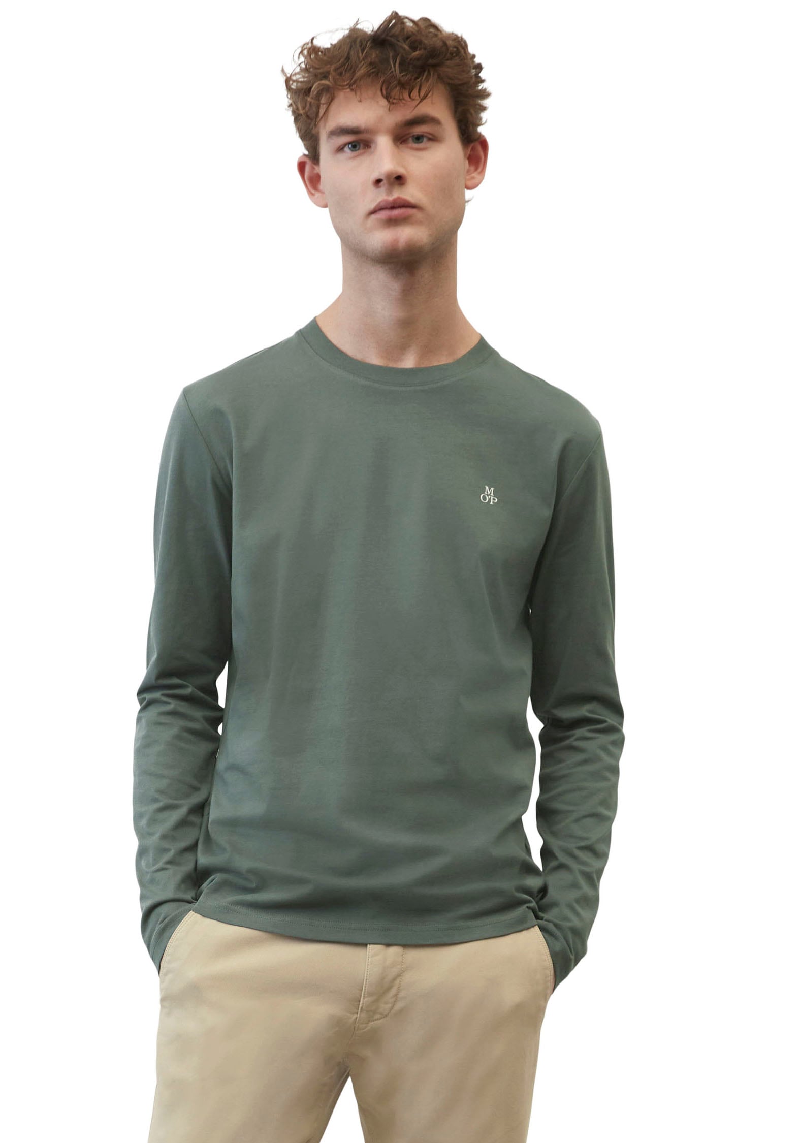 Marc O'Polo Langarmshirt, mit dezentem Logo-Print vorne