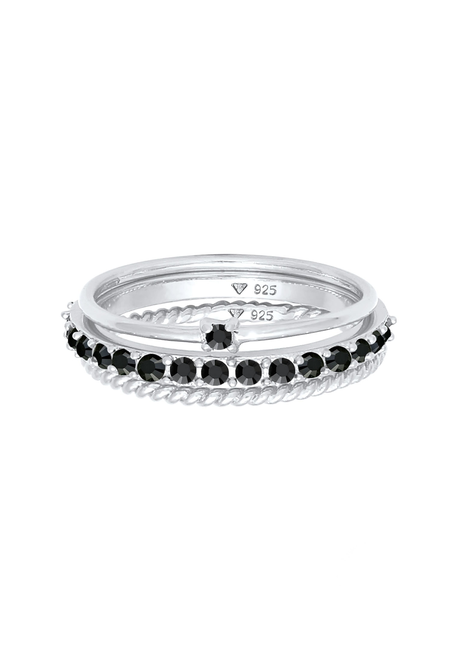 Elli Ring-Set »Ring Stapelring Kristalle 3er Set 925 Silber«