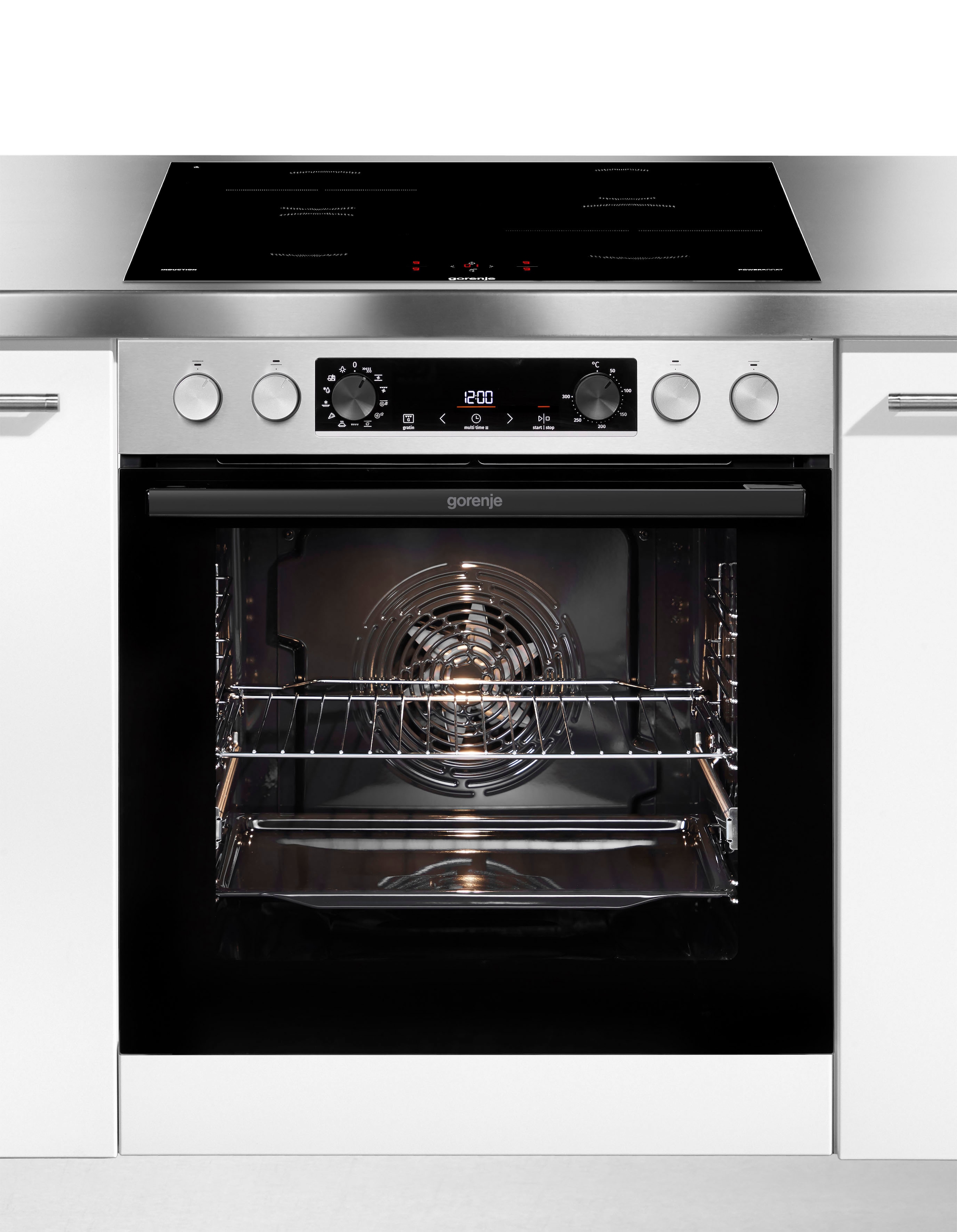 GORENJE Induktions Herd-Set »BCSIB737OTX« mit 1-fach-Teleskopauszug ecoClean Plus 1 Stk. tlg. Pizzafunktion mit 300 °C – perfekt für Pizza, Focaccia und mehr!