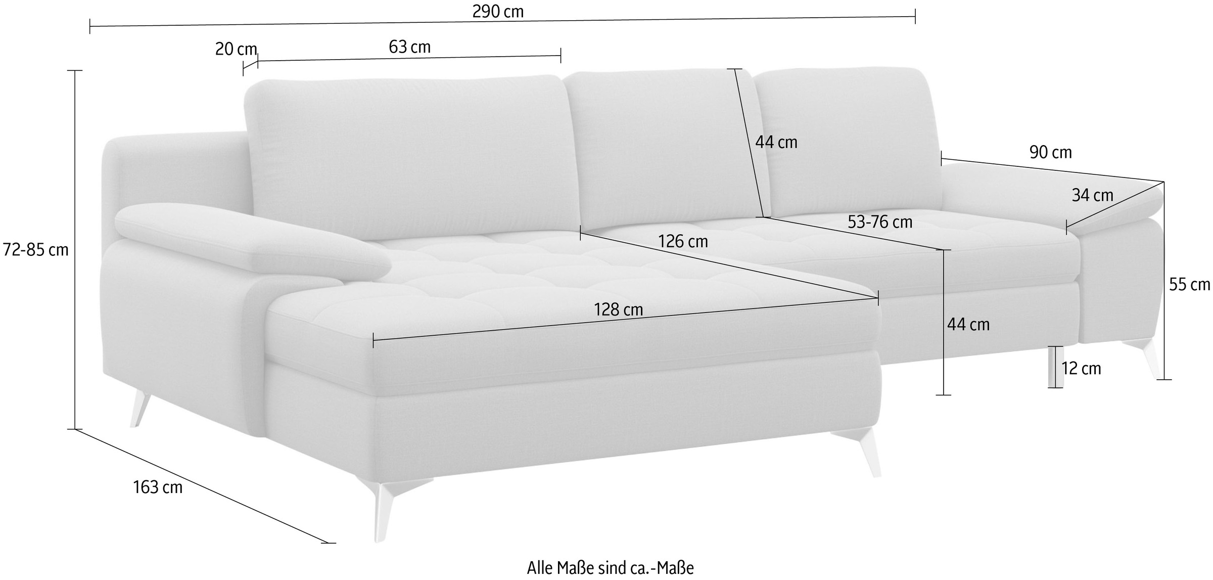 sit&more Ecksofa »Latigo L-Form«, mit Mega-Recamiere, wahlweise mit Bettfunktion und Bettkasten