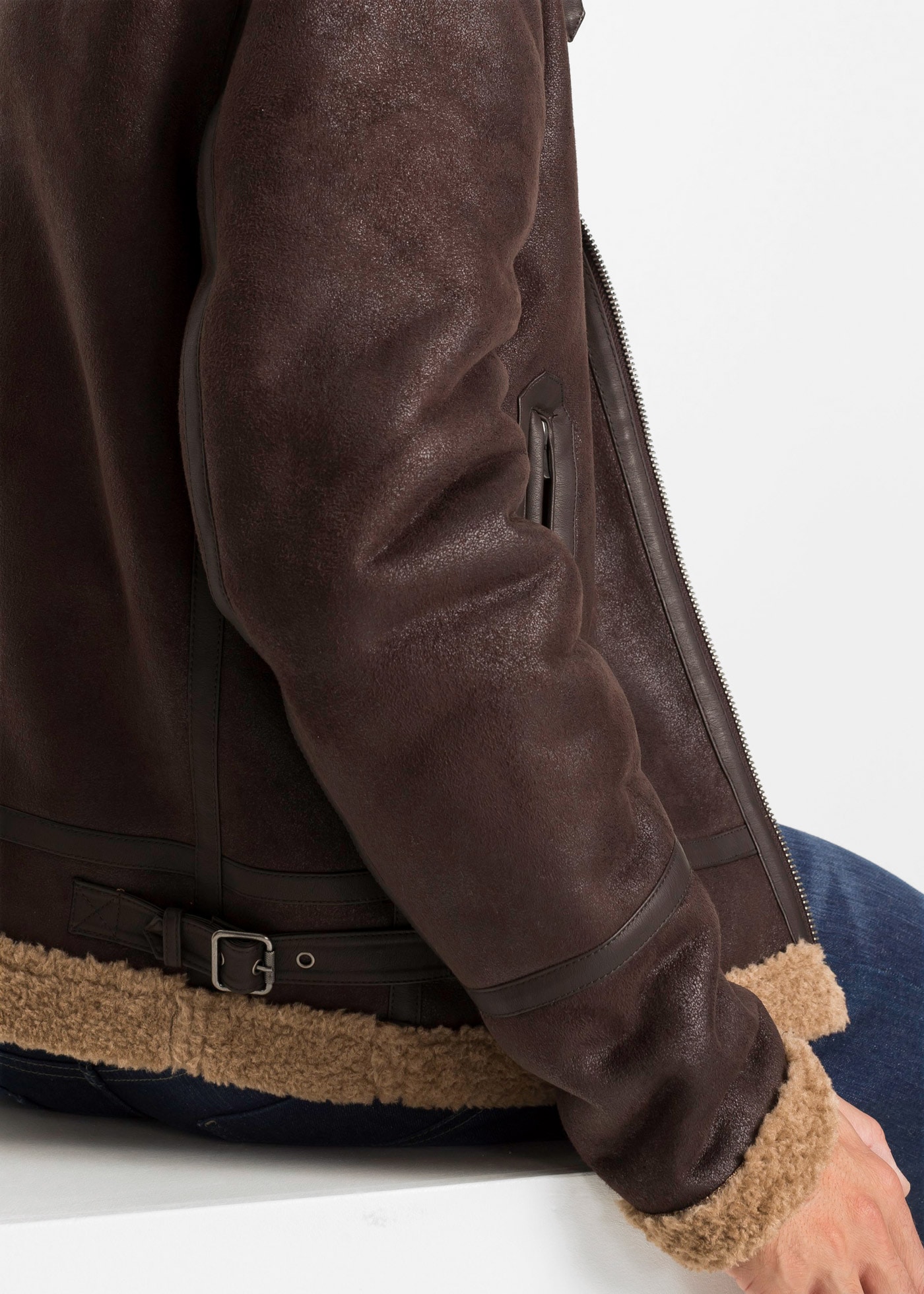 bonprix Lederimitatjacke »Lederimitat-Jacke mit Teddyfutter« ohne Kapuze Lederimitat-Jacke mit Teddyfutter