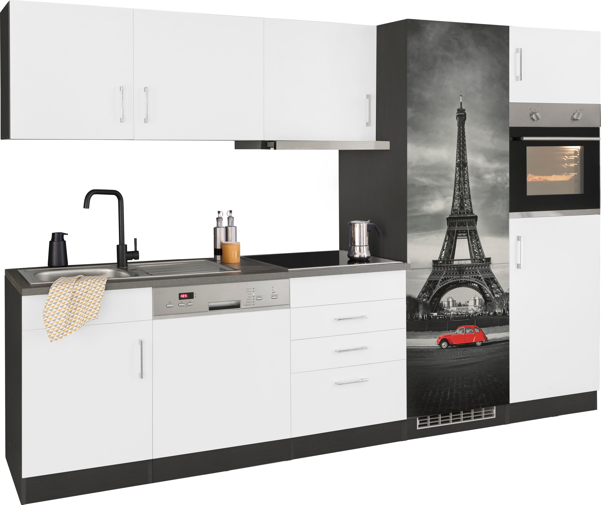 KOCHSTATION Küchenzeile »KS-Paris«, mit E-Geräten, Breite 290 cm