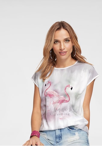 Aniston CASUAL T-Shirt, mit Glitzersteinchen und Flamingos kaufen