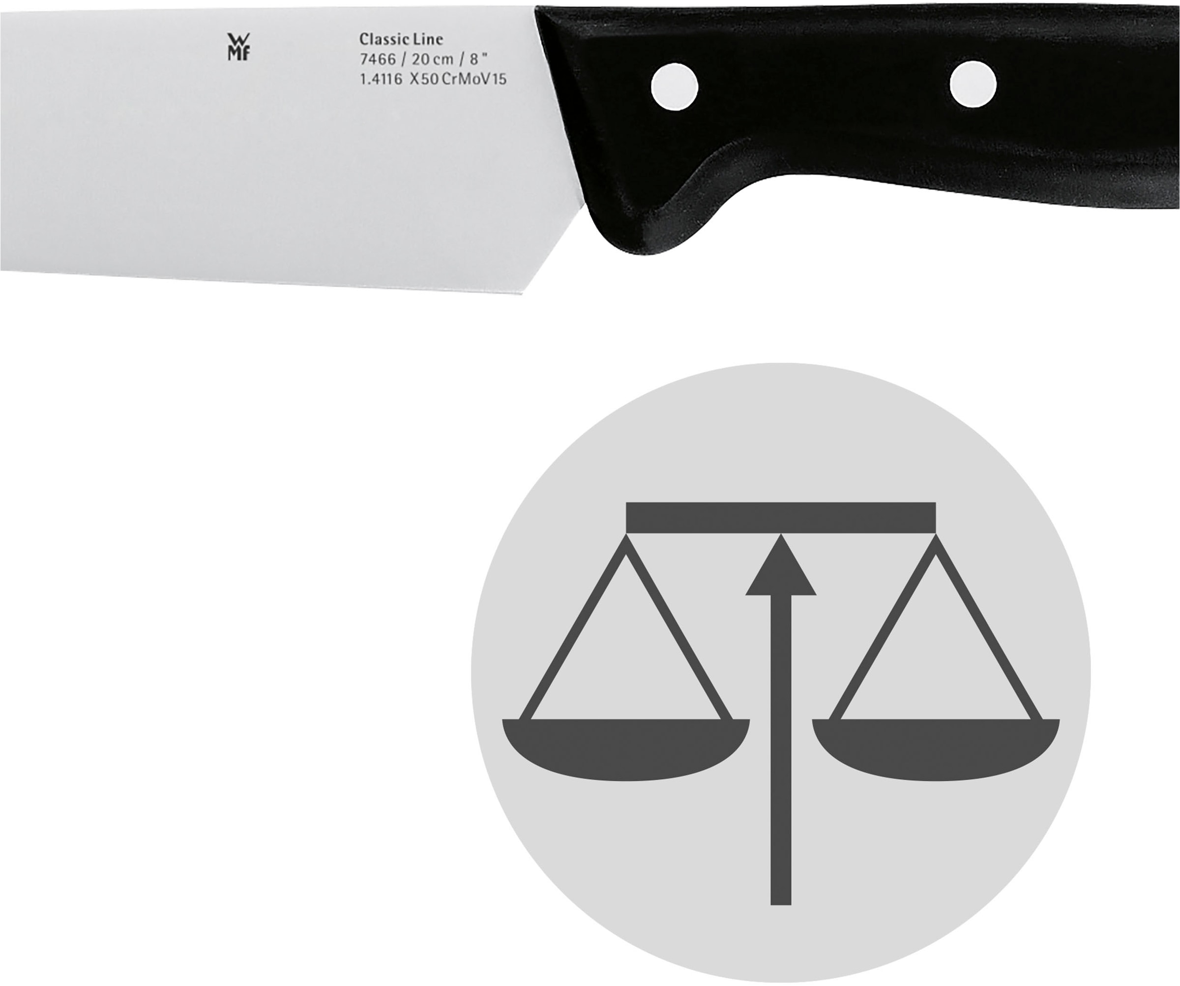 WMF Kochmesser »Classic Line«, (1 tlg.), langlebiger Spezialklingenstahl, genieteter Griff